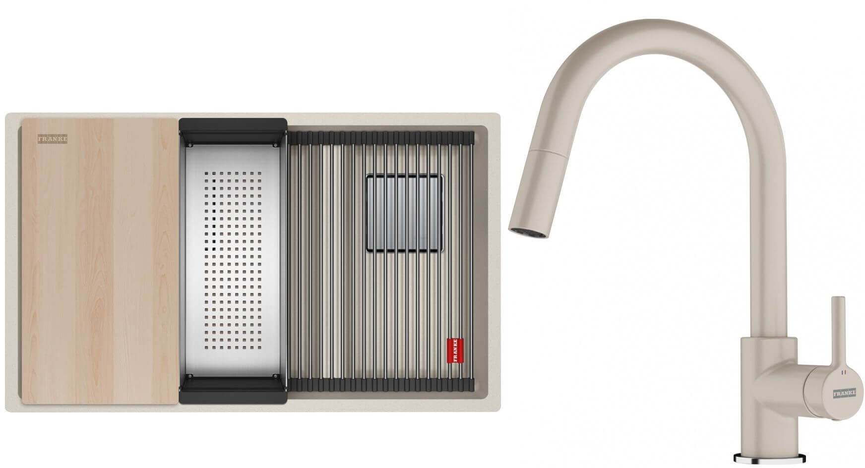 Set évier en granit Franke Kanon 125.0749.676, mitigeur de cuisine Franke Lina 115.0626.082