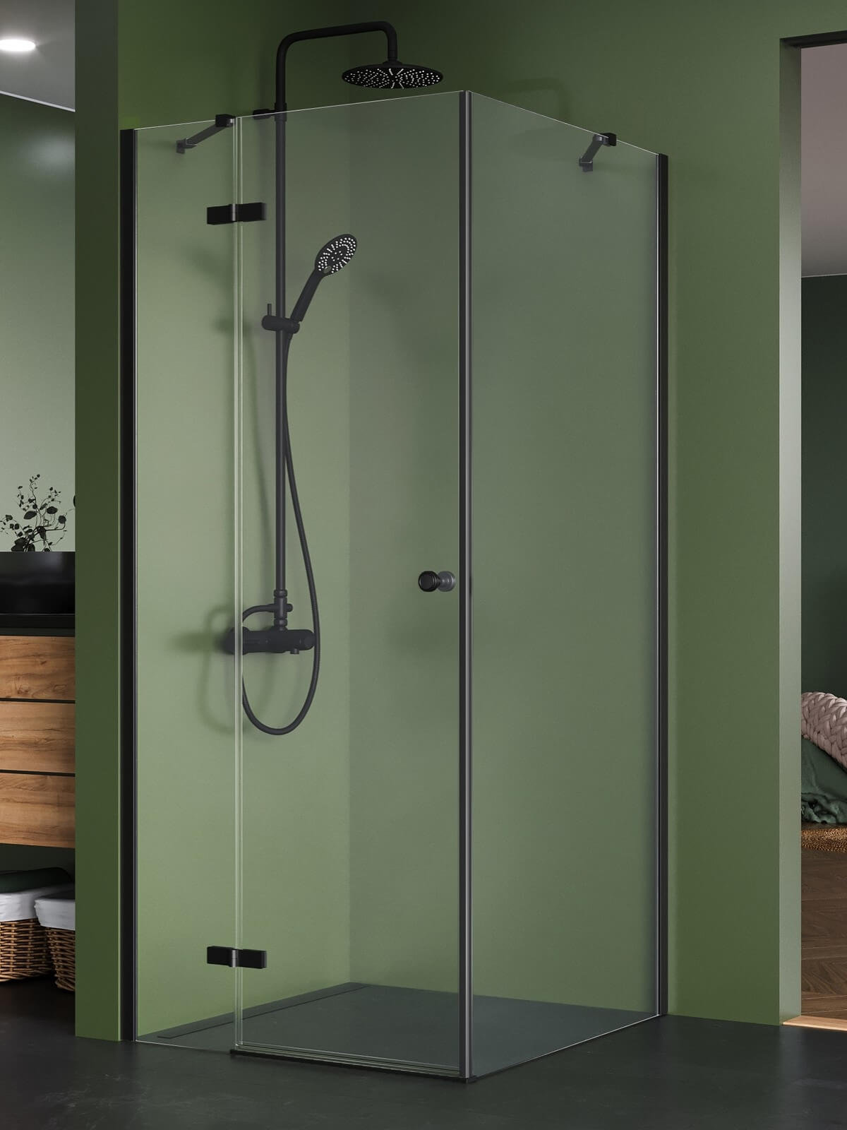 New Trendy Kalibra Black cabine de douche 90x80 cm rectangulaire noir mat/verre transparent K-5046