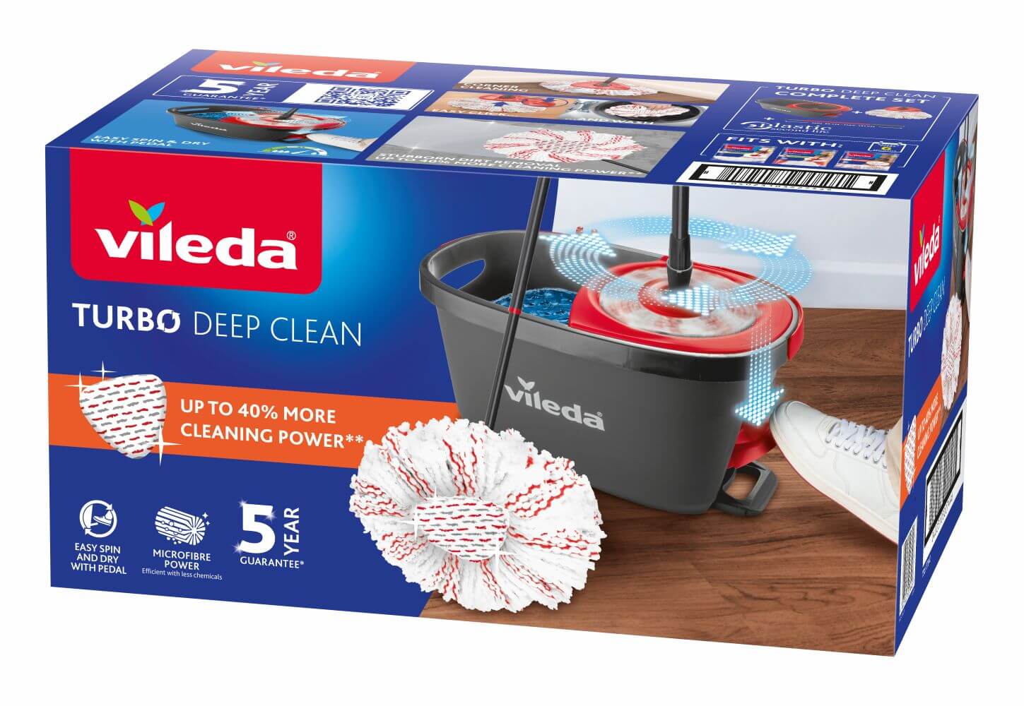 Vileda Turbo 3w1 Microfibre serpillière avec seau et manche 177842