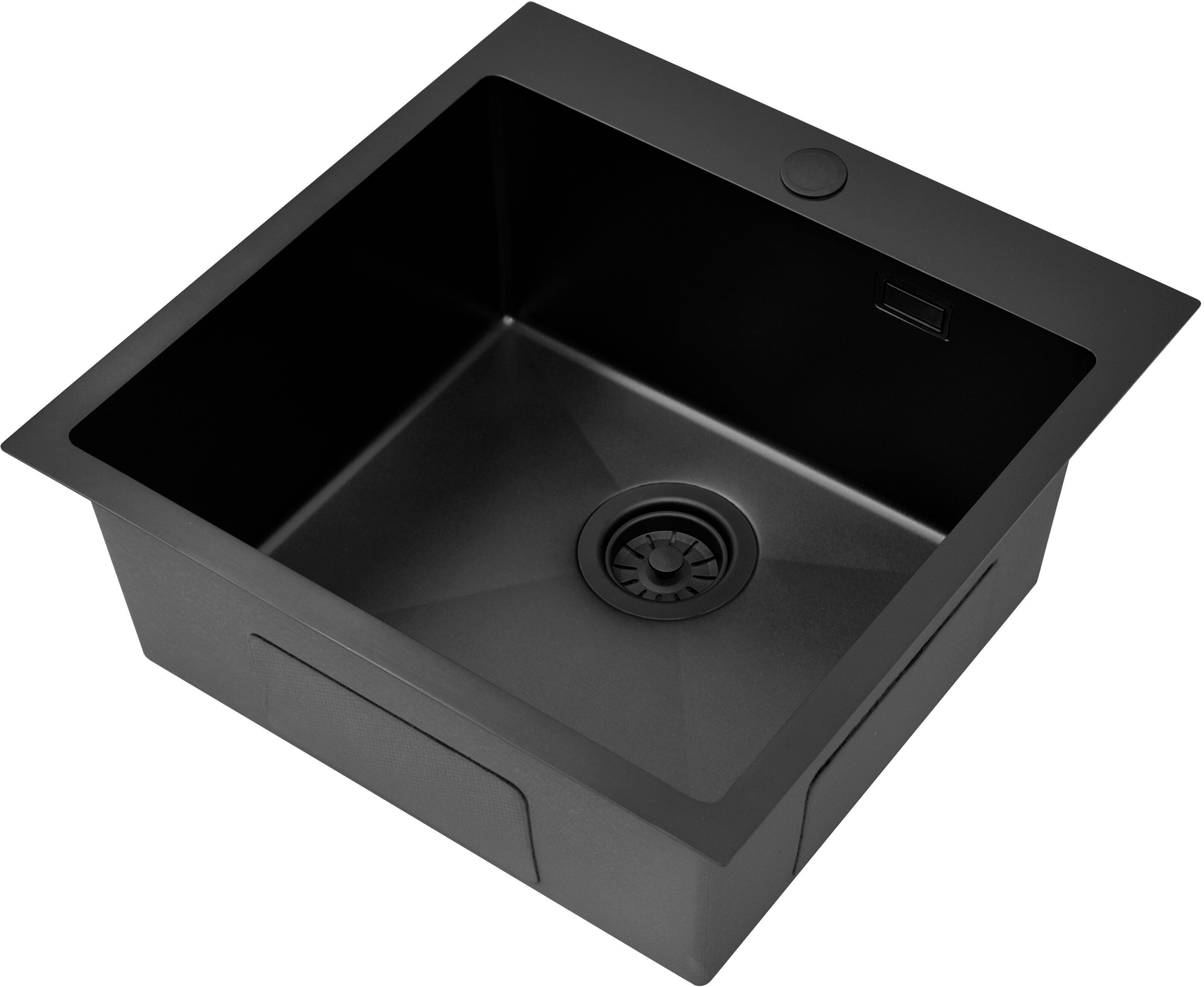 Ruvetti Masivo évier en acier inoxydable 50x50 cm noir 5002M_PVD_BL50_W