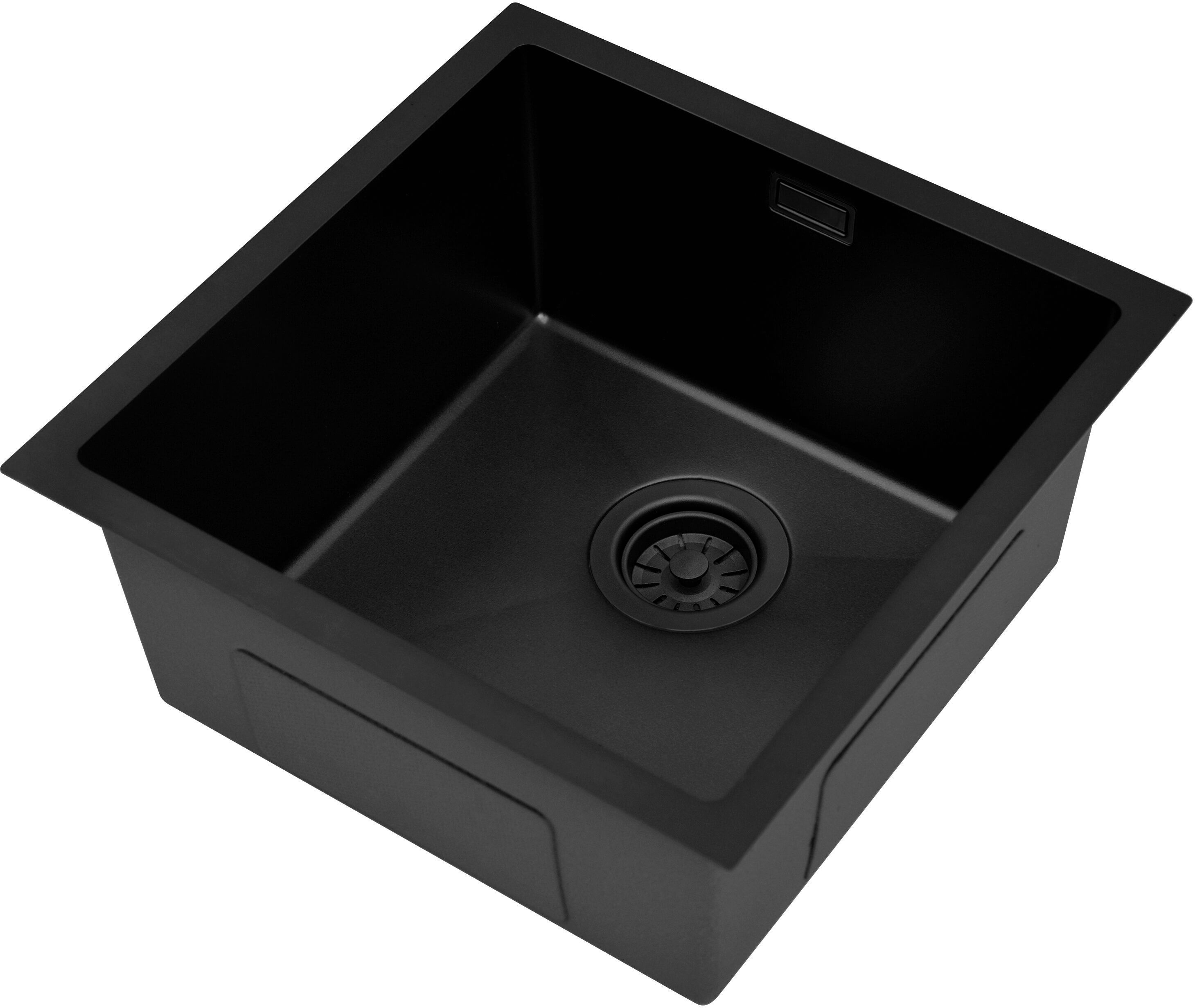 Ruvetti Stelio évier en acier inoxydable 44x44 cm noir 5001S_PVD_BL50_P