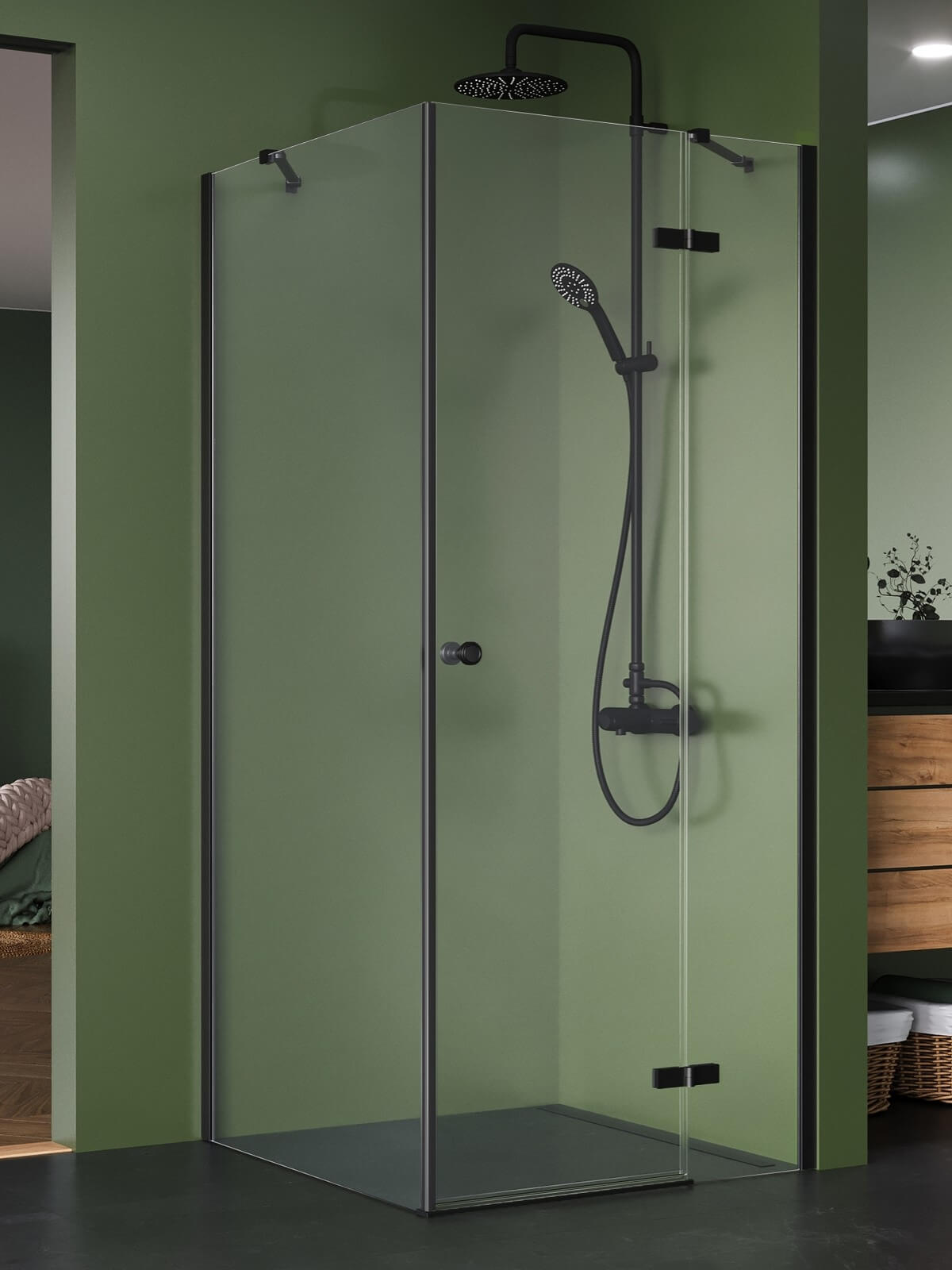 New Trendy Kalibra Black cabine de douche 100x70 cm rectangulaire noir mat/verre transparent K-5069