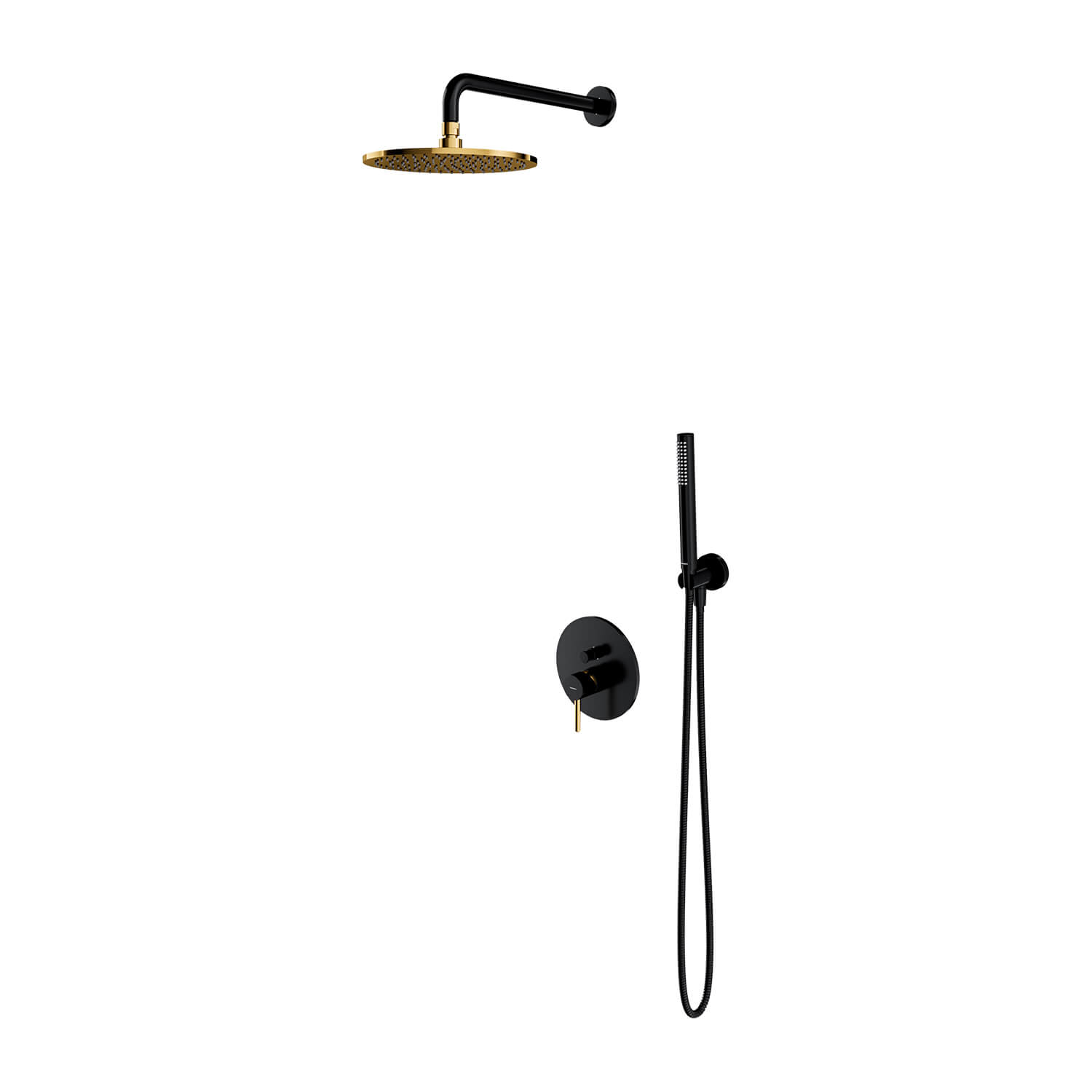 Omnires Y ensemble de douche encastré avec douche pluie noir-doré SYSY35BLGL