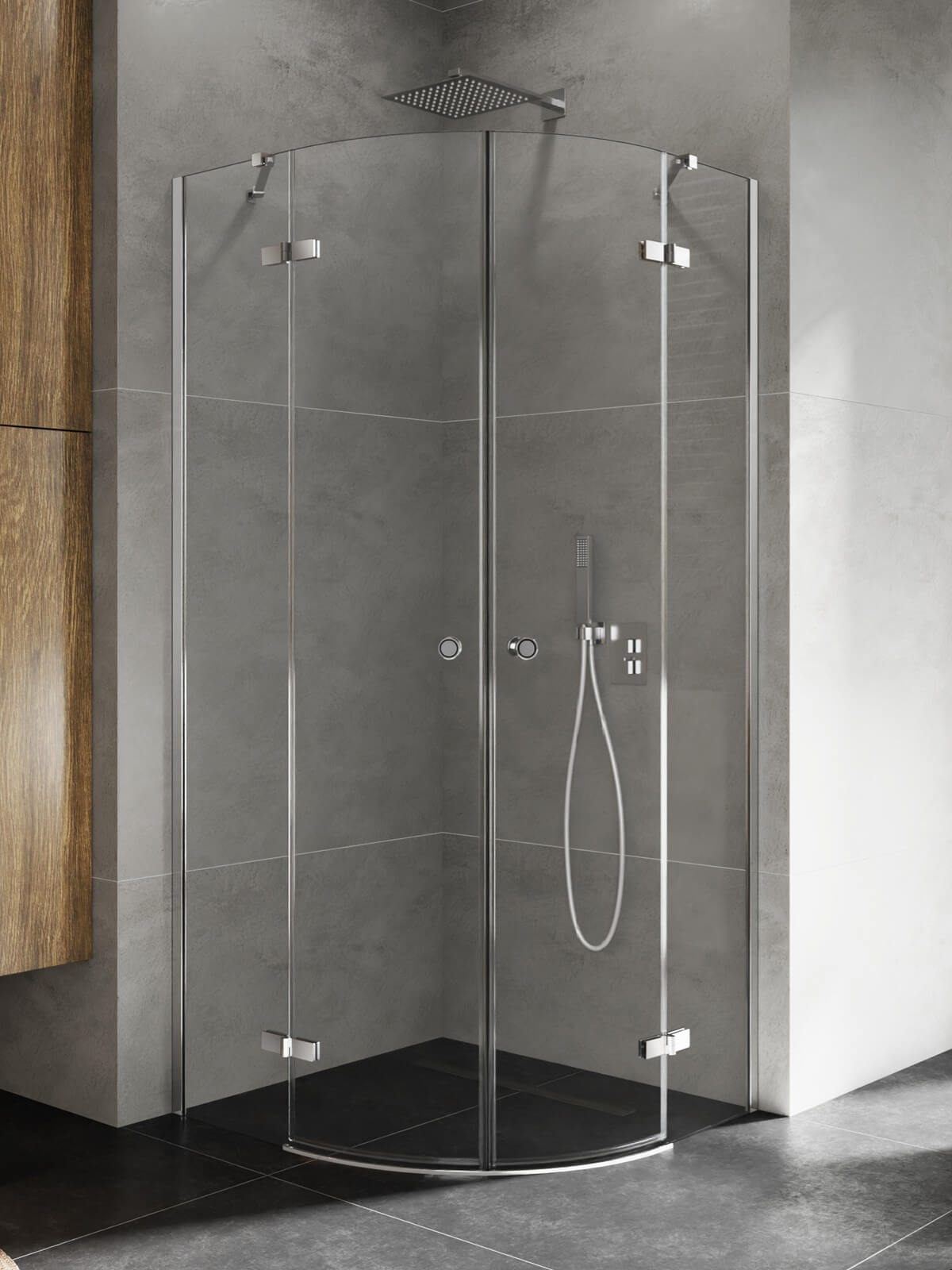 New Trendy Kalibra cabine de douche 80x80 cm semi-circulaire chrome brillant/verre transparent K-5127