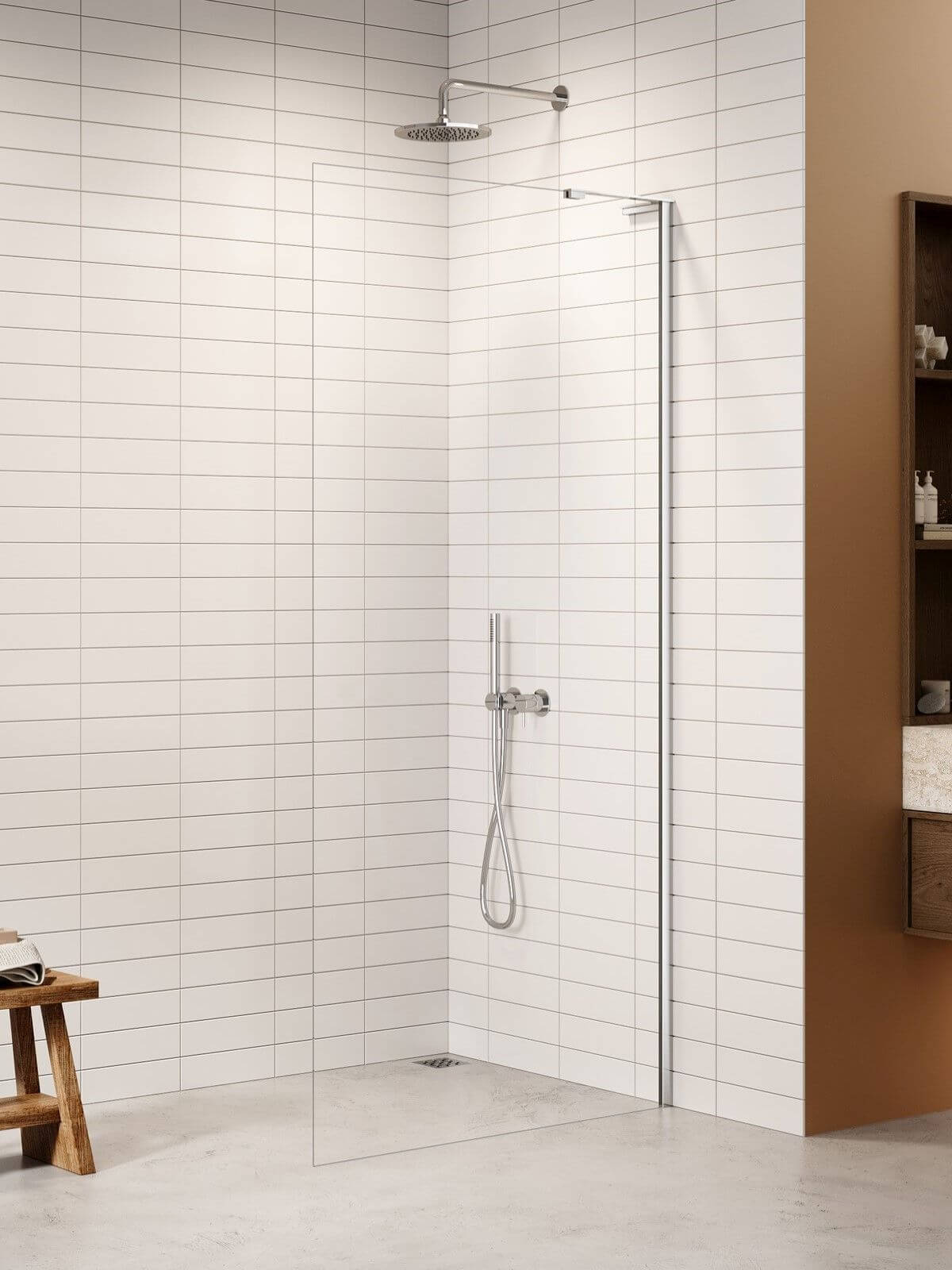 New Trendy Nesta paroi de douche walk-in 80 cm chrome brillant/verre transparent K-1715-WL