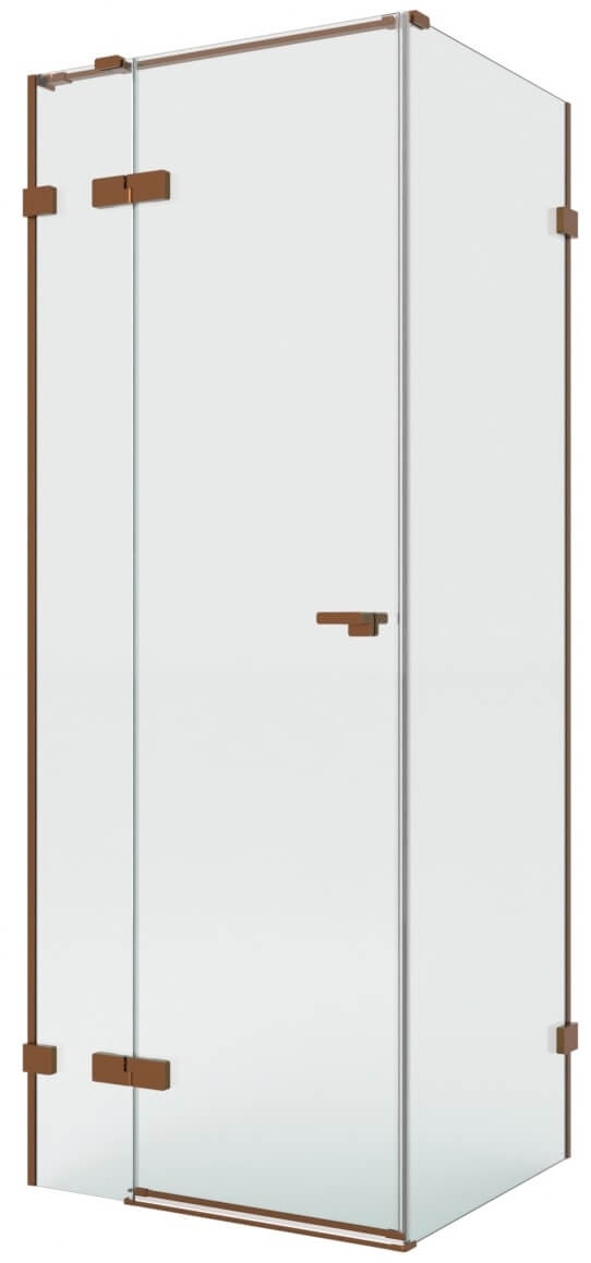 New Trendy Eventa Copper Brushed cabine de douche 80x70 cm rectangulaire cuivre brossé/verre transparent EXK-8008