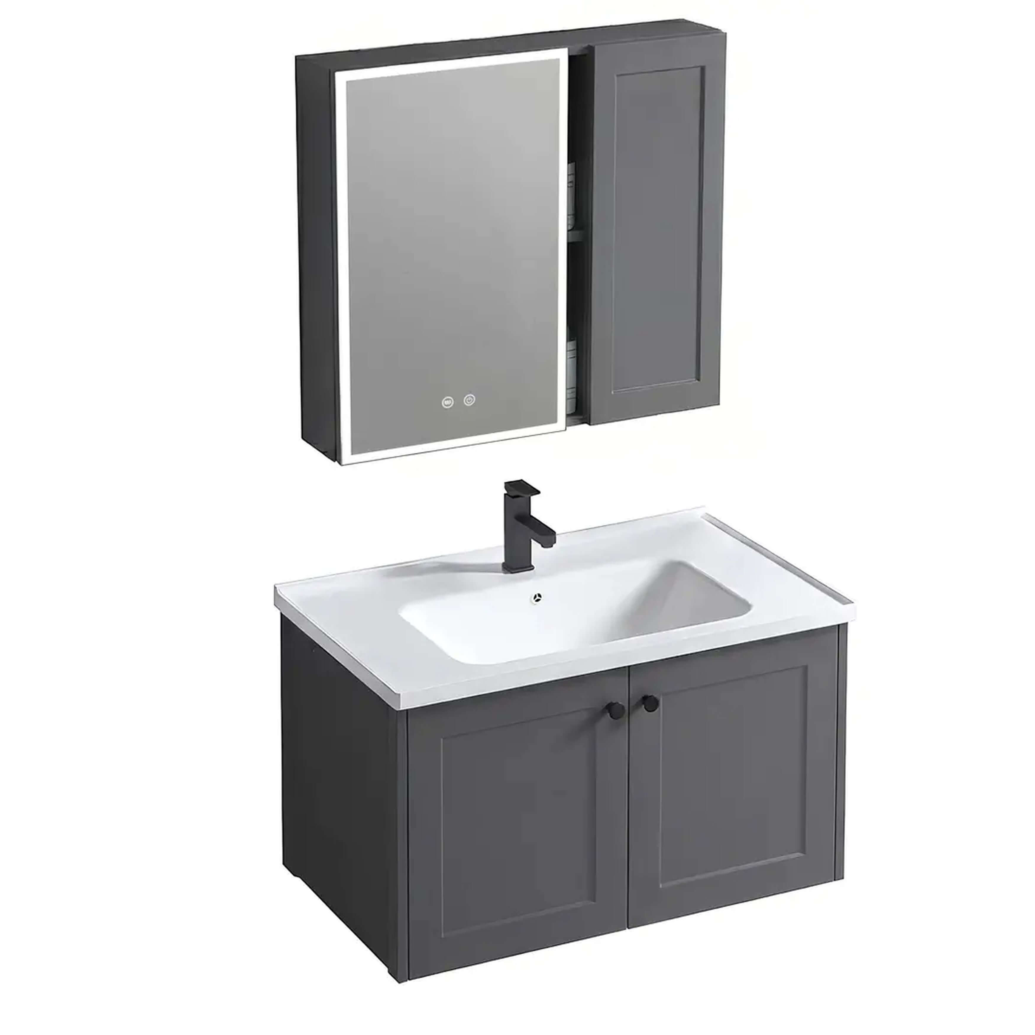Rea Monti ensemble de meubles de salle de bain 60x48x cm sous-lavabo suspendu gris REA-M0015