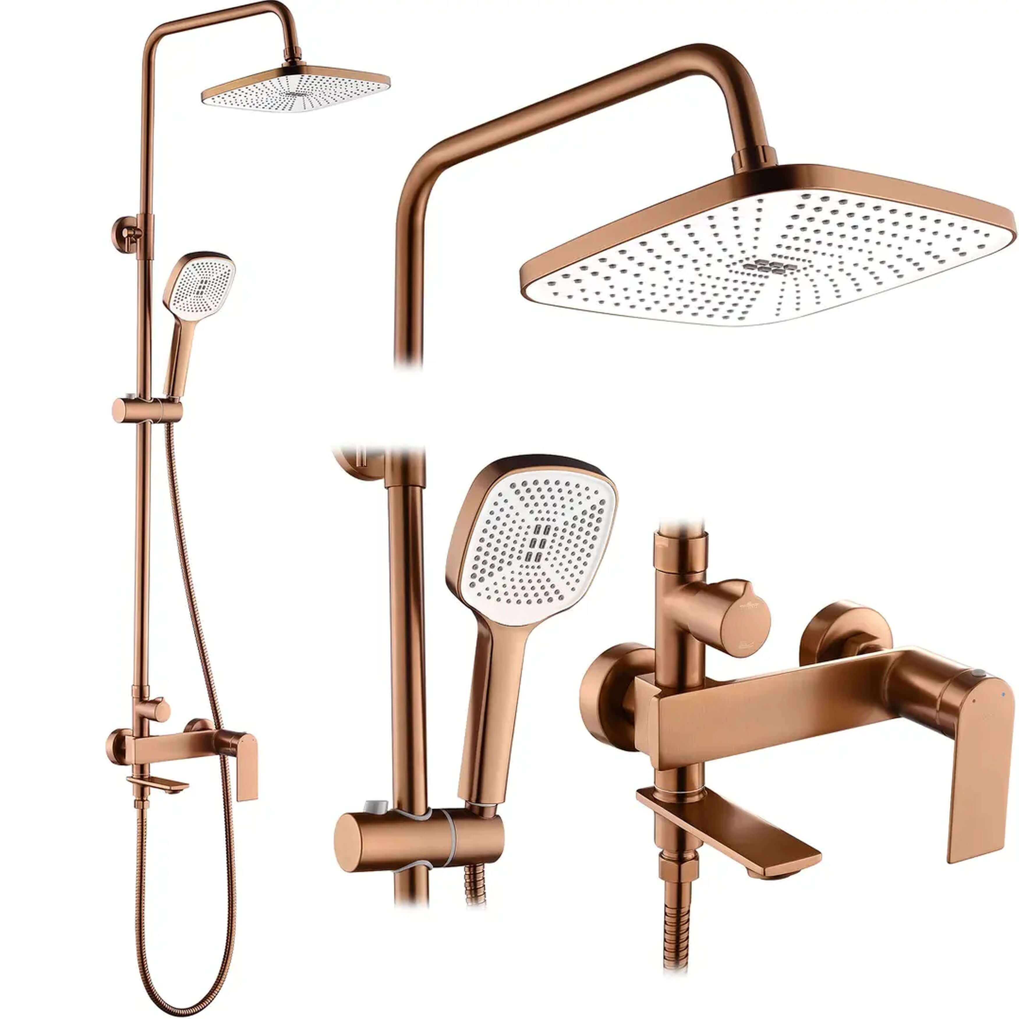 Rea Storm kit baignoire-douche mural avec douche pluie cuivre REA-P3000