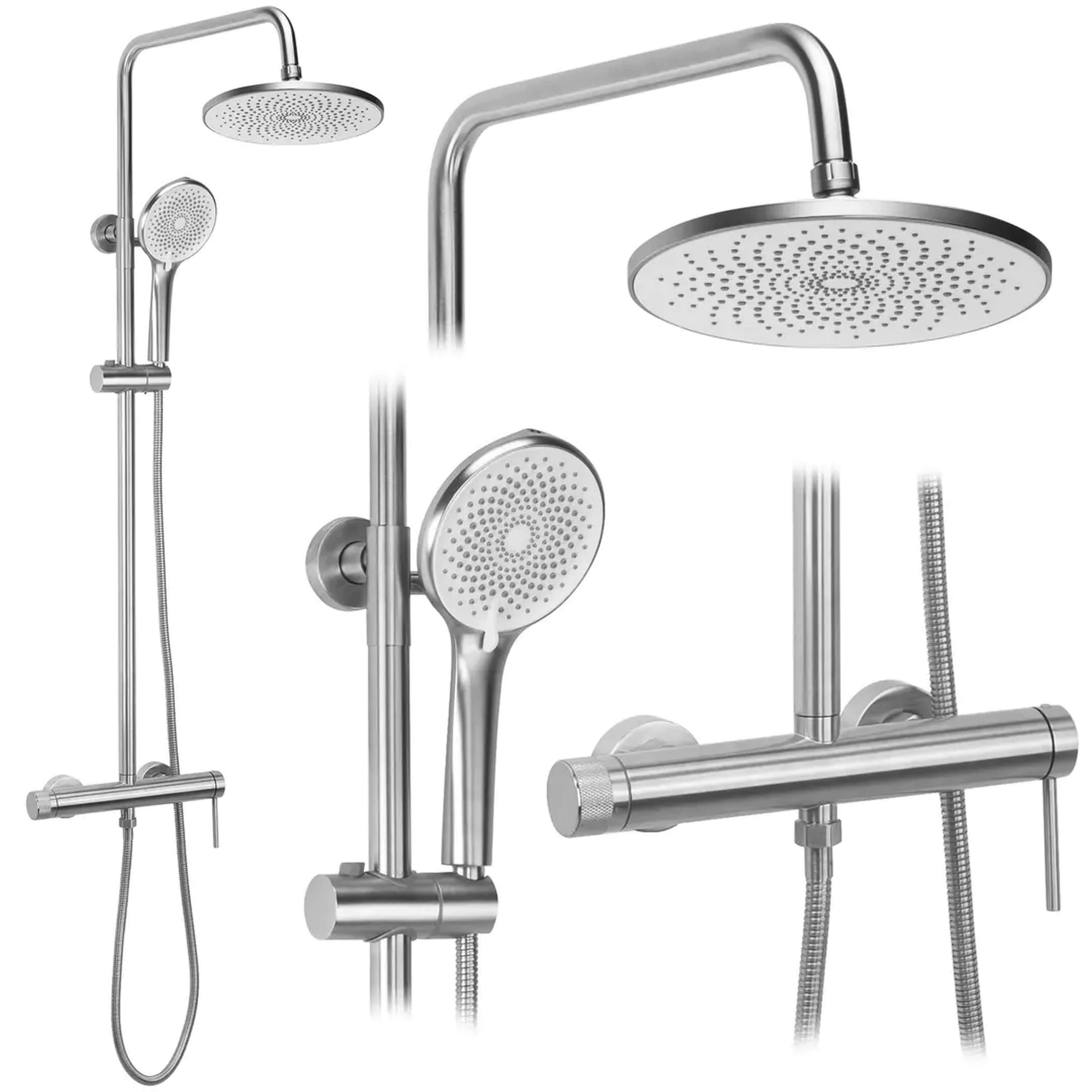 Rea Foss ensemble de douche mural avec douche pluie acier REA-P5646