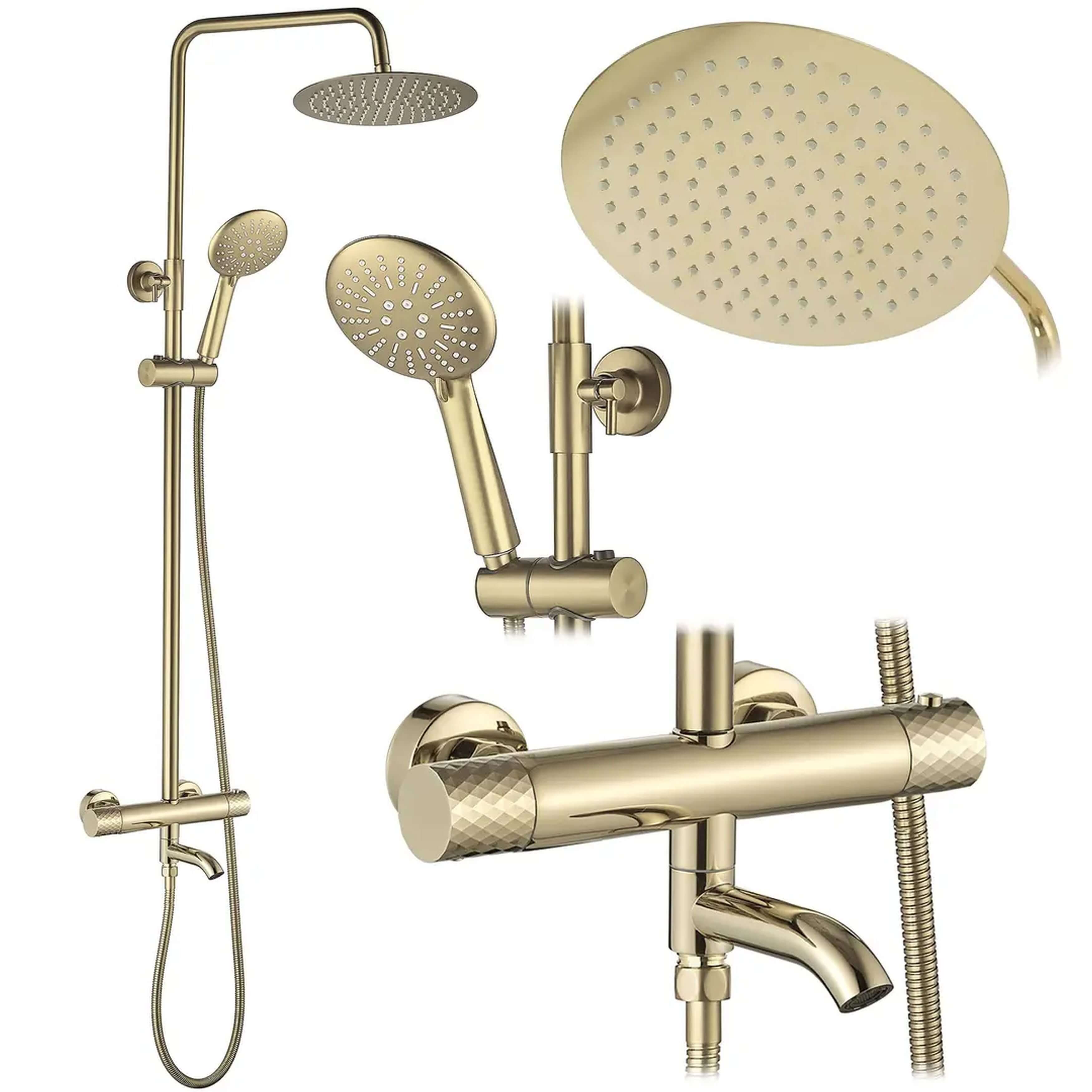Rea Lungo kit baignoire-douche mural avec thermostat oui doré REA-P5960