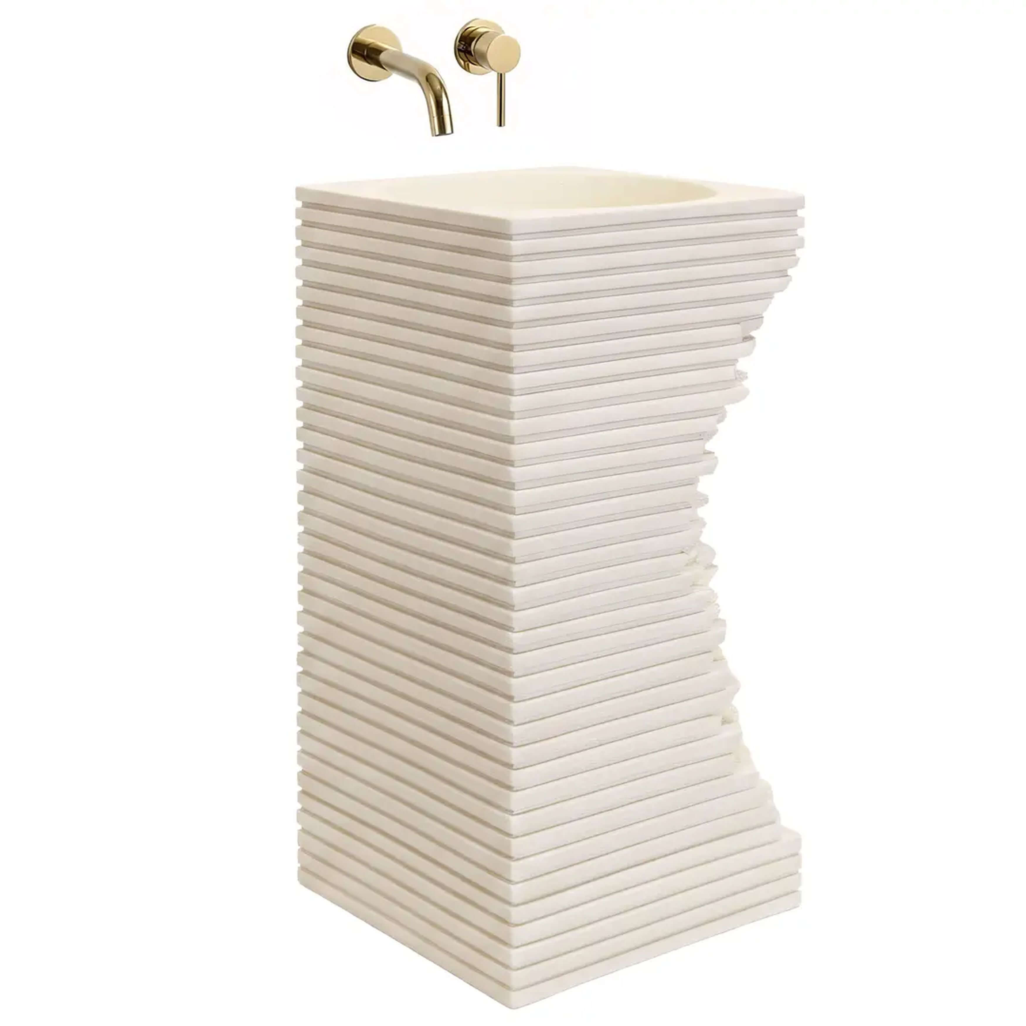 Rea Travena lavabo 40x40 cm ronde autoportante marron/beige mat REA-U3534