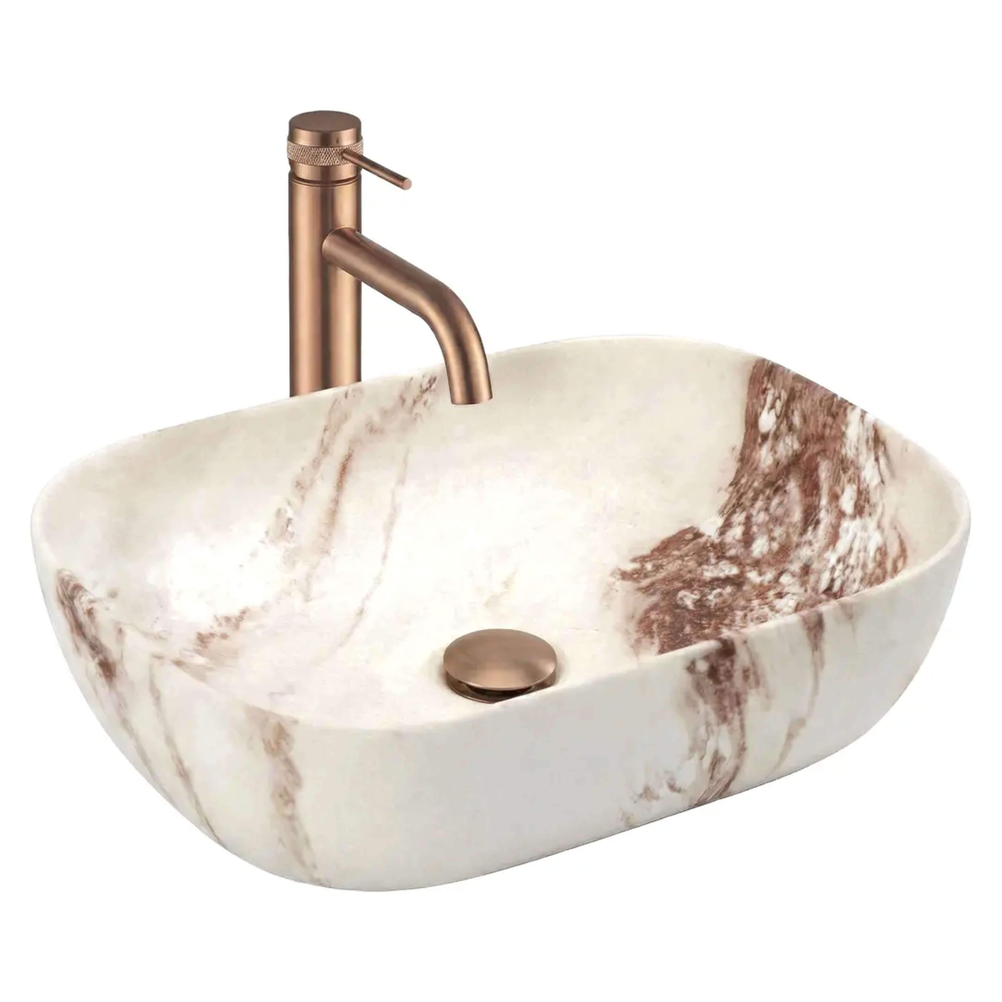Rea Belinda lavabo 46.5x33 cm rectangulaire à poser marron/beige mat REA-U3600