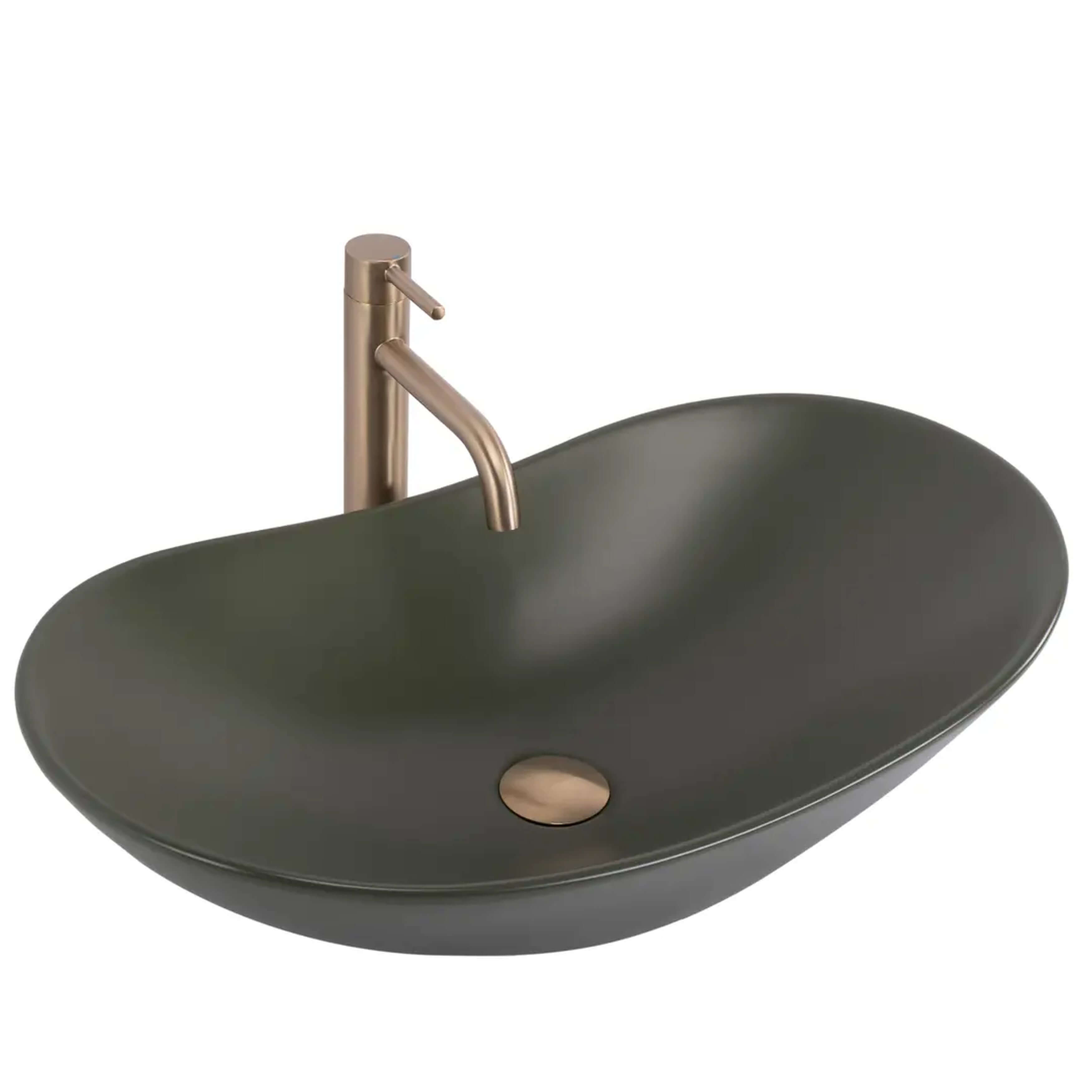 Rea Royal lavabo 61.5x35.5 cm ovale à poser vert mat REA-U6372