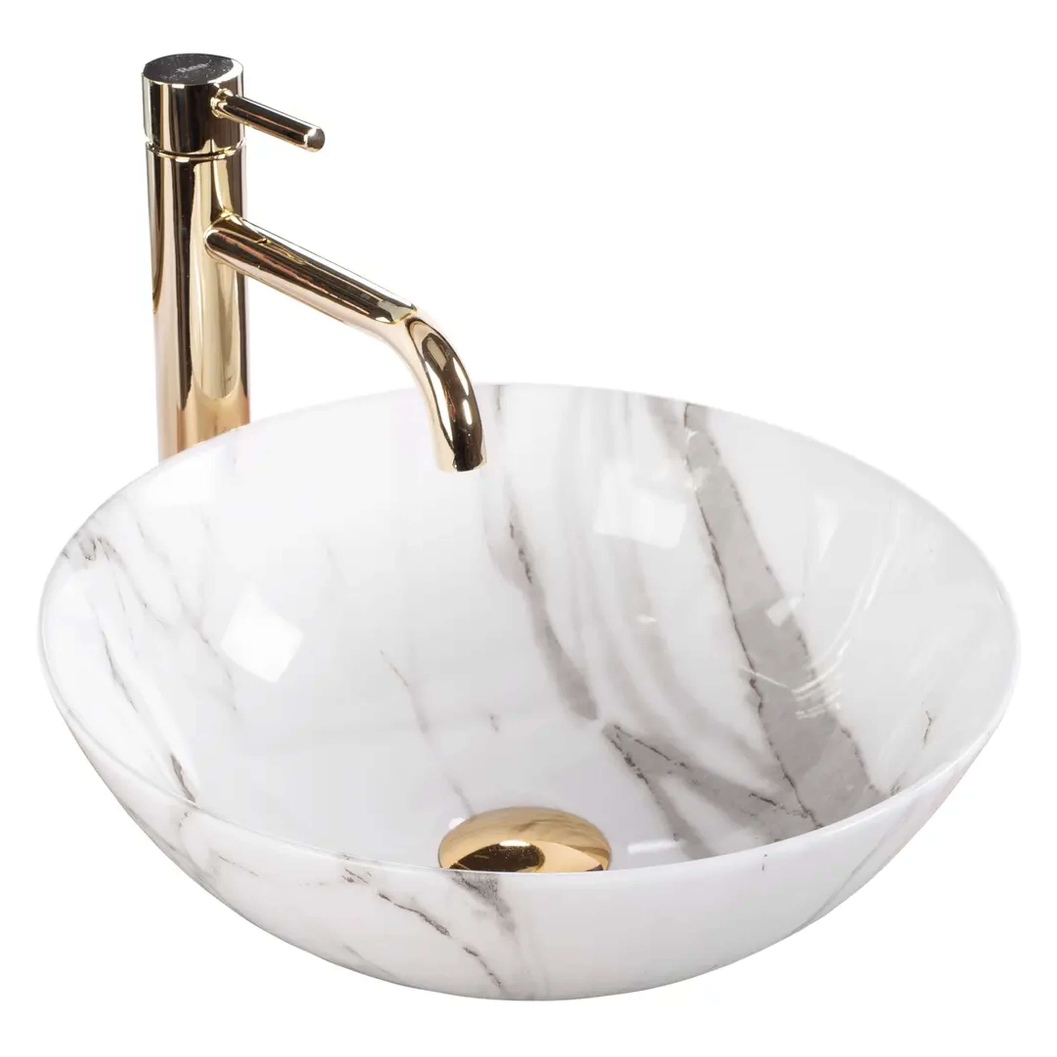 Rea Stella lavabo 35.5x35.5 cm ronde à poser gris/pierre brillant REA-U9088