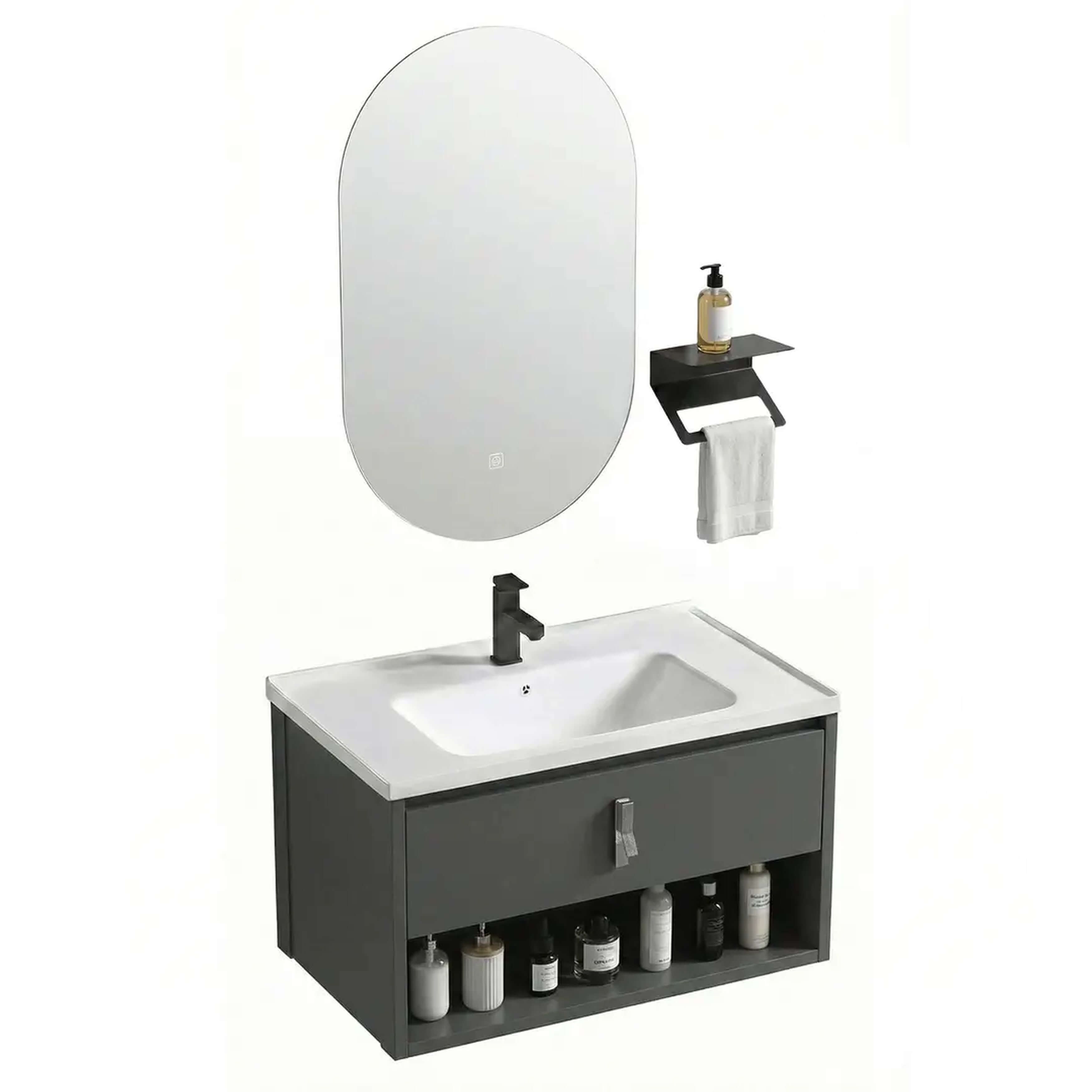 Rea Toledo ensemble de meubles de salle de bain 80x48x cm sous-lavabo suspendu gris REA-M0025