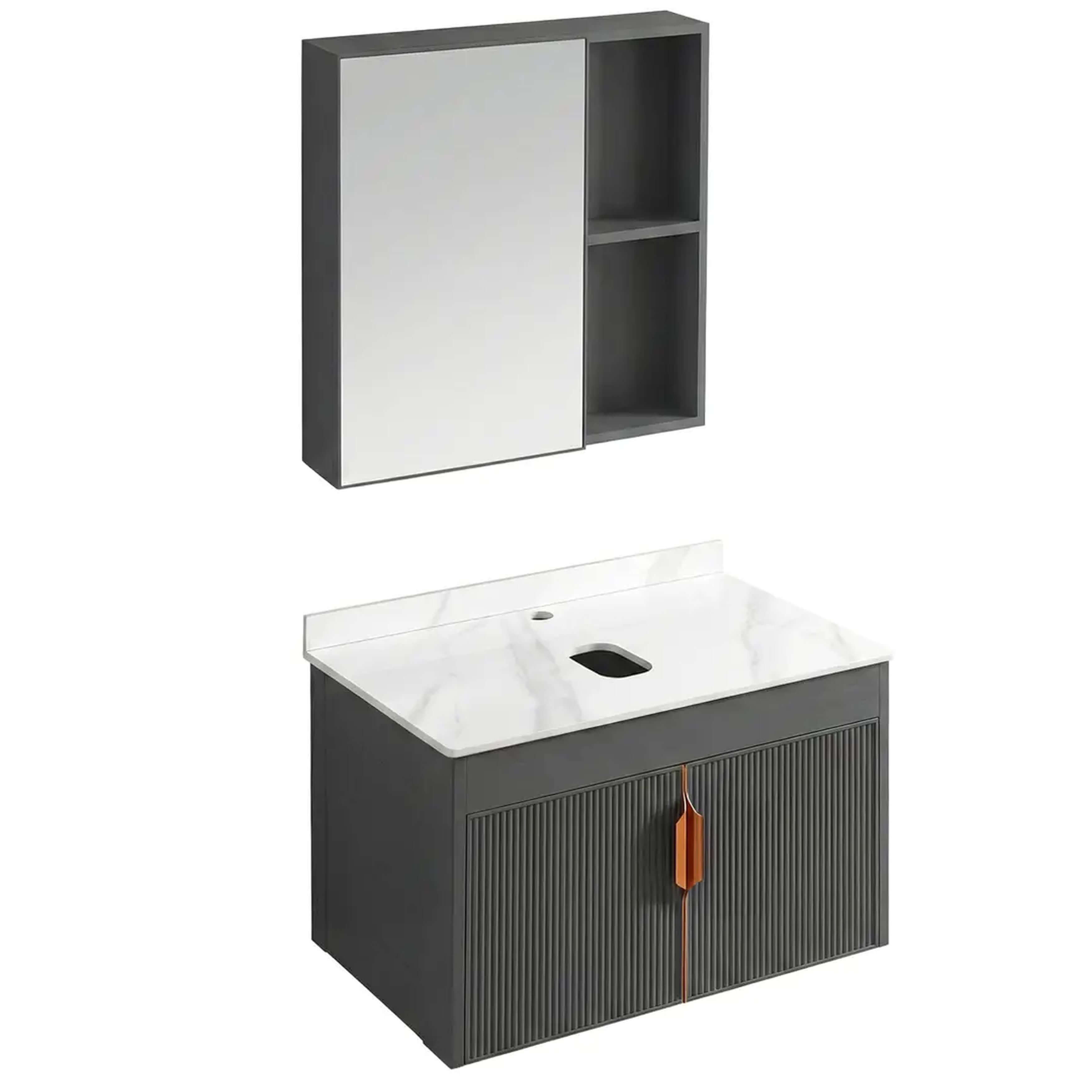 Rea Mario ensemble de meubles de salle de bain 58.5x46x39.5 cm sous-lavabo suspendu gris REA-M0031