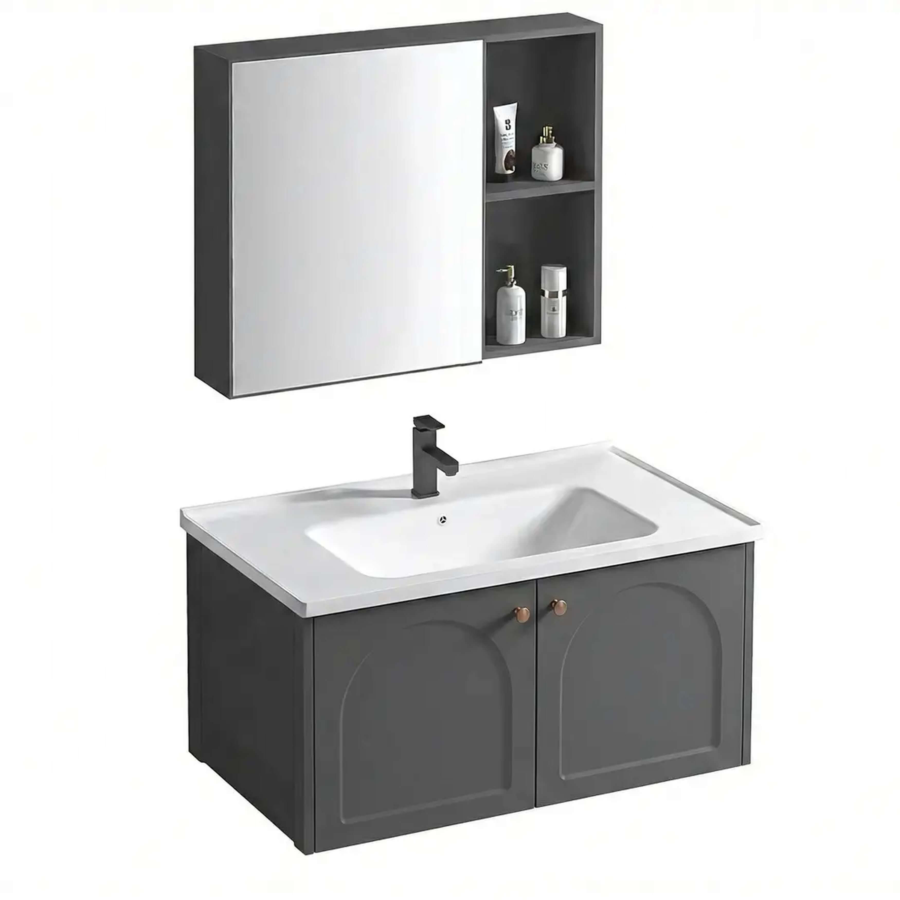Rea Denver ensemble de meubles de salle de bain 80x48x cm sous-lavabo suspendu gris REA-M0011