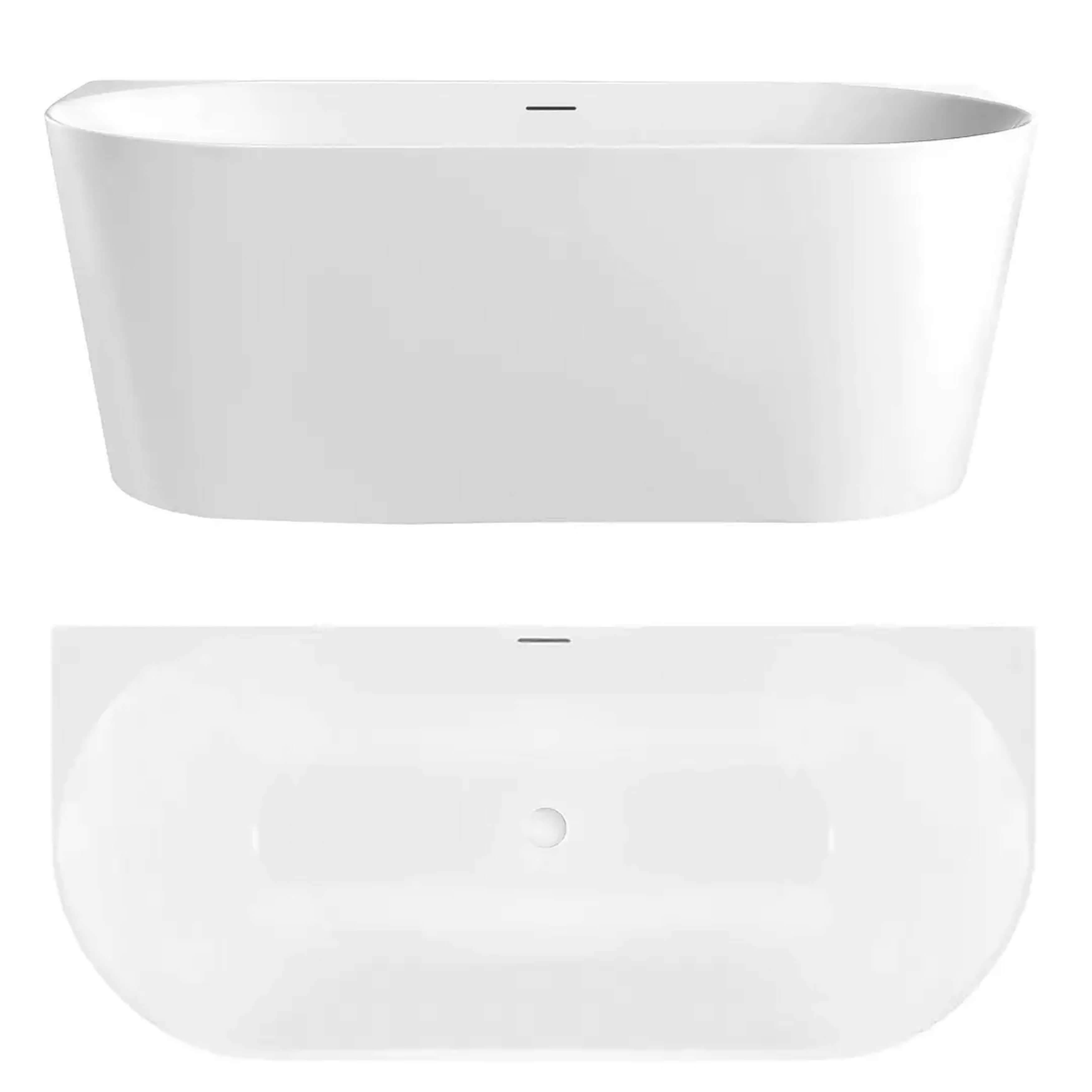 Rea Capri baignoire murale 169.5x79.5 cm rectangulaire blanc REA-W4331