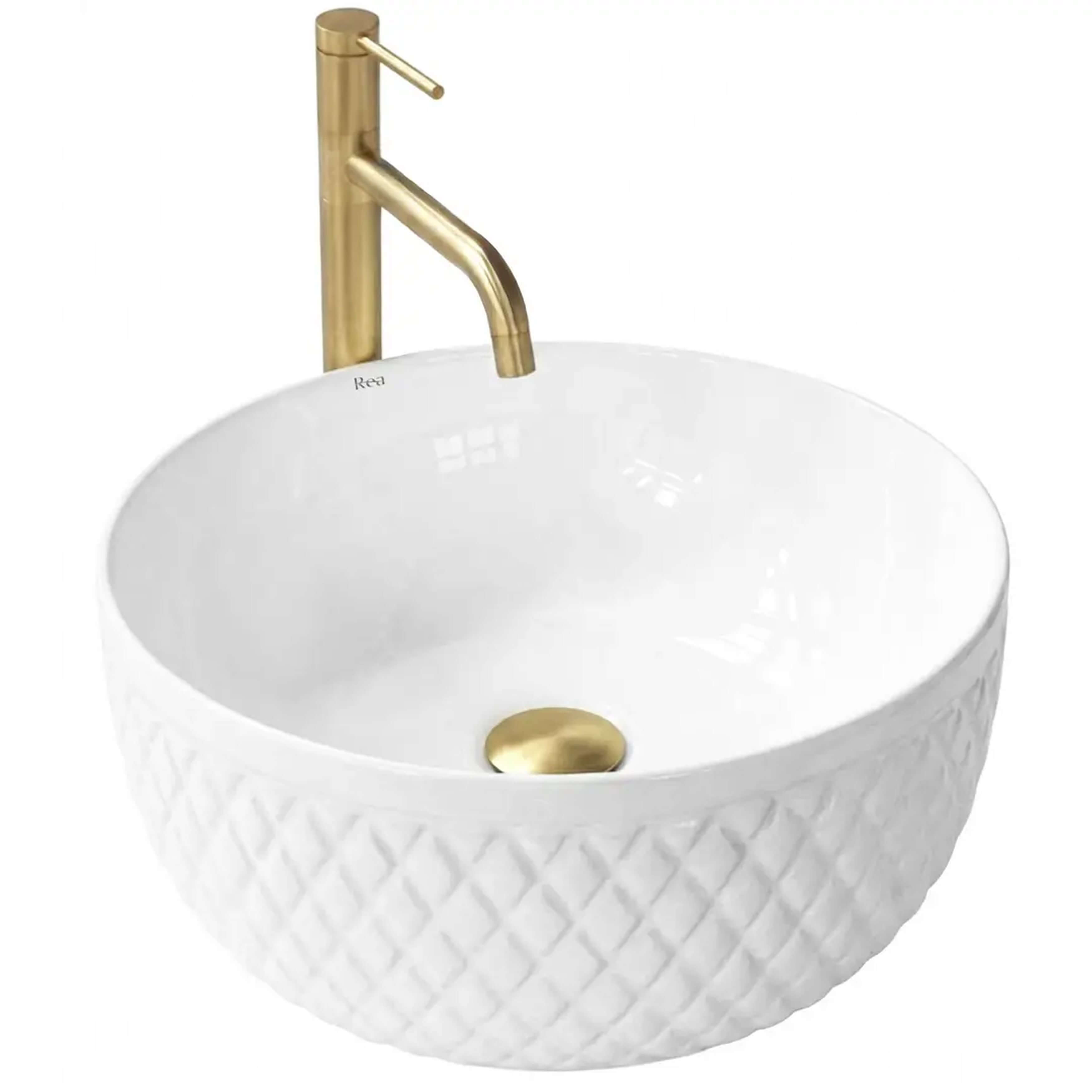 Rea Galaxy lavabo 40x40 cm ronde à poser blanc brillant REA-U0640