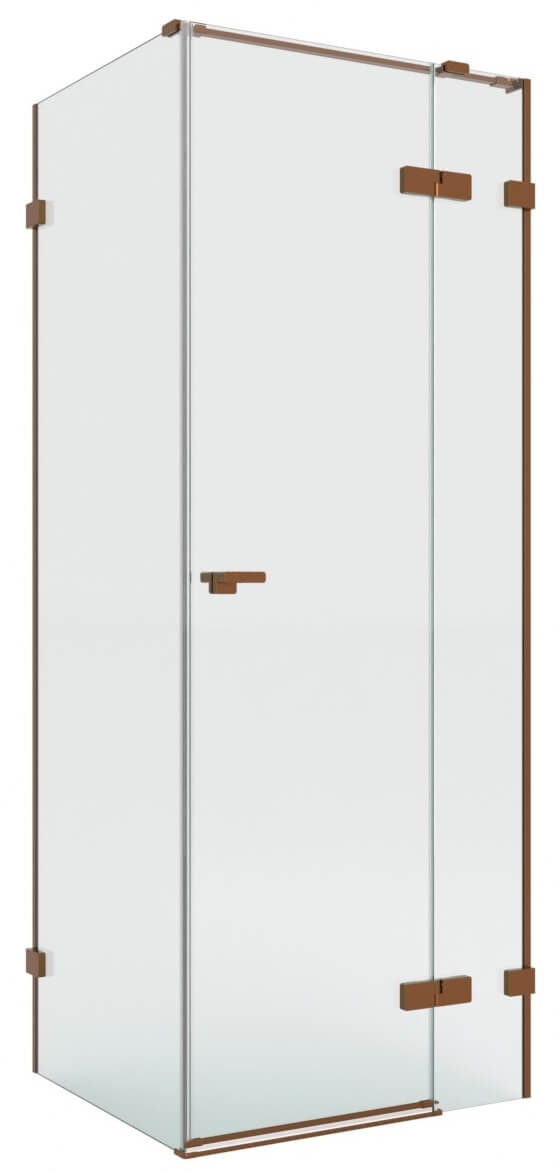 New Trendy Eventa Copper Brushed cabine de douche 100x90 cm rectangulaire cuivre brossé/verre transparent EXK-8052