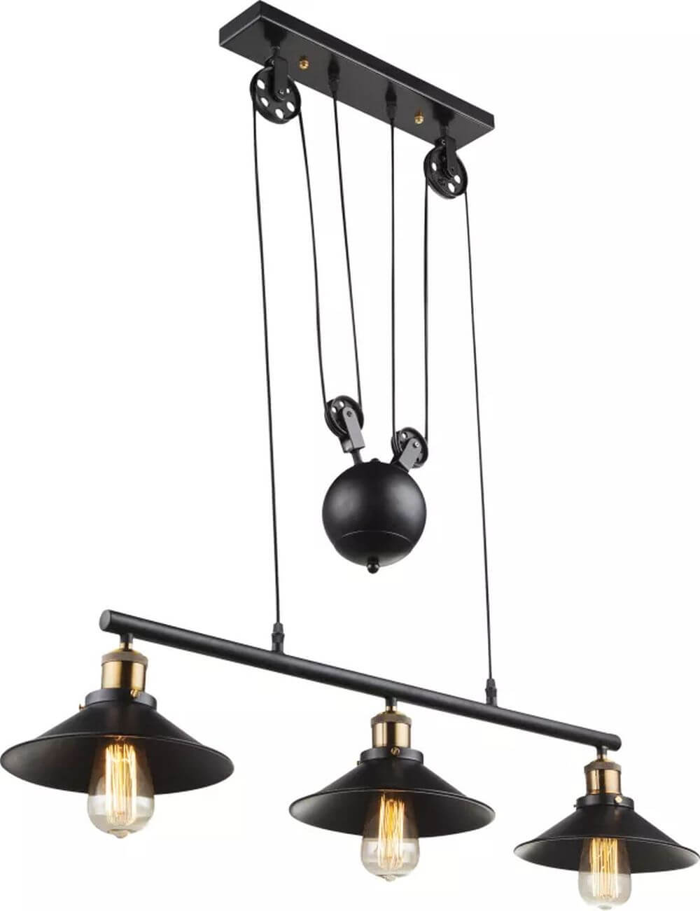 Globo Lighting Lenius lampe suspendue 3x60 W noir-doré 15053-3