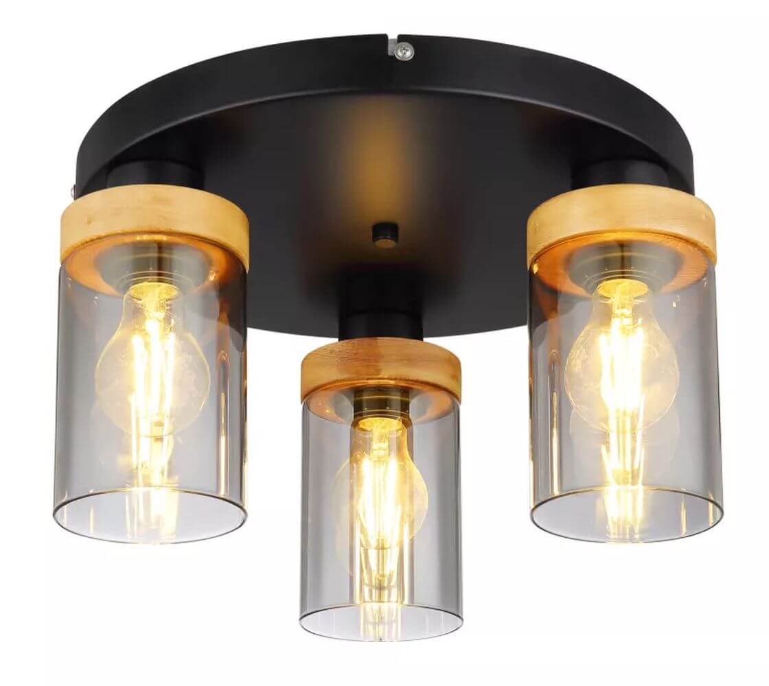 Globo Lighting Finca plafonnier 3x40 W noir-fumé 15557-3D