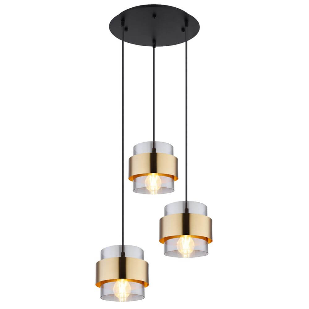 Globo Lighting Milley lampe suspendue 3x60 W noir-doré 15560-3H