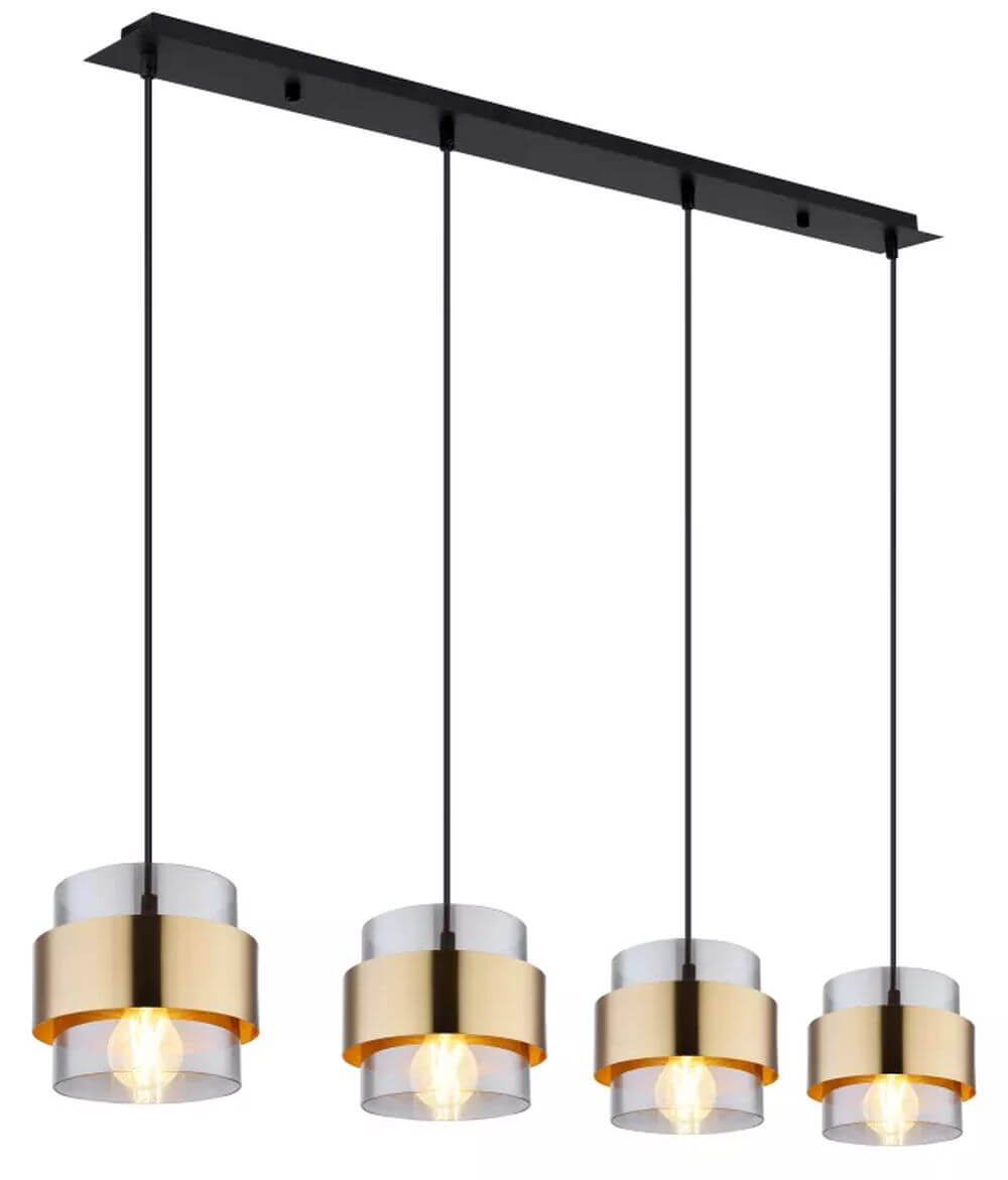 Globo Lighting Milley lampe suspendue 4x60 W noir-doré 15560-4H