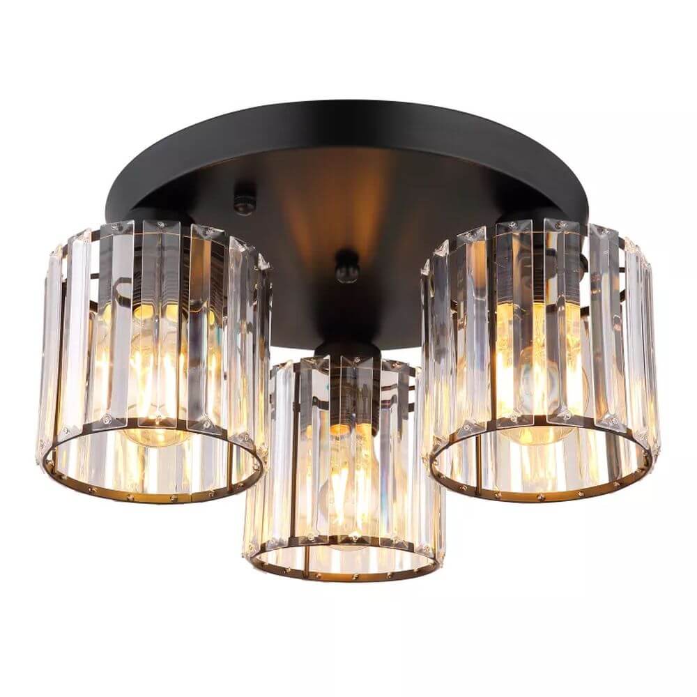 Globo Lighting Jordana plafonnier 3x60 W noir-transparent 15742-3D