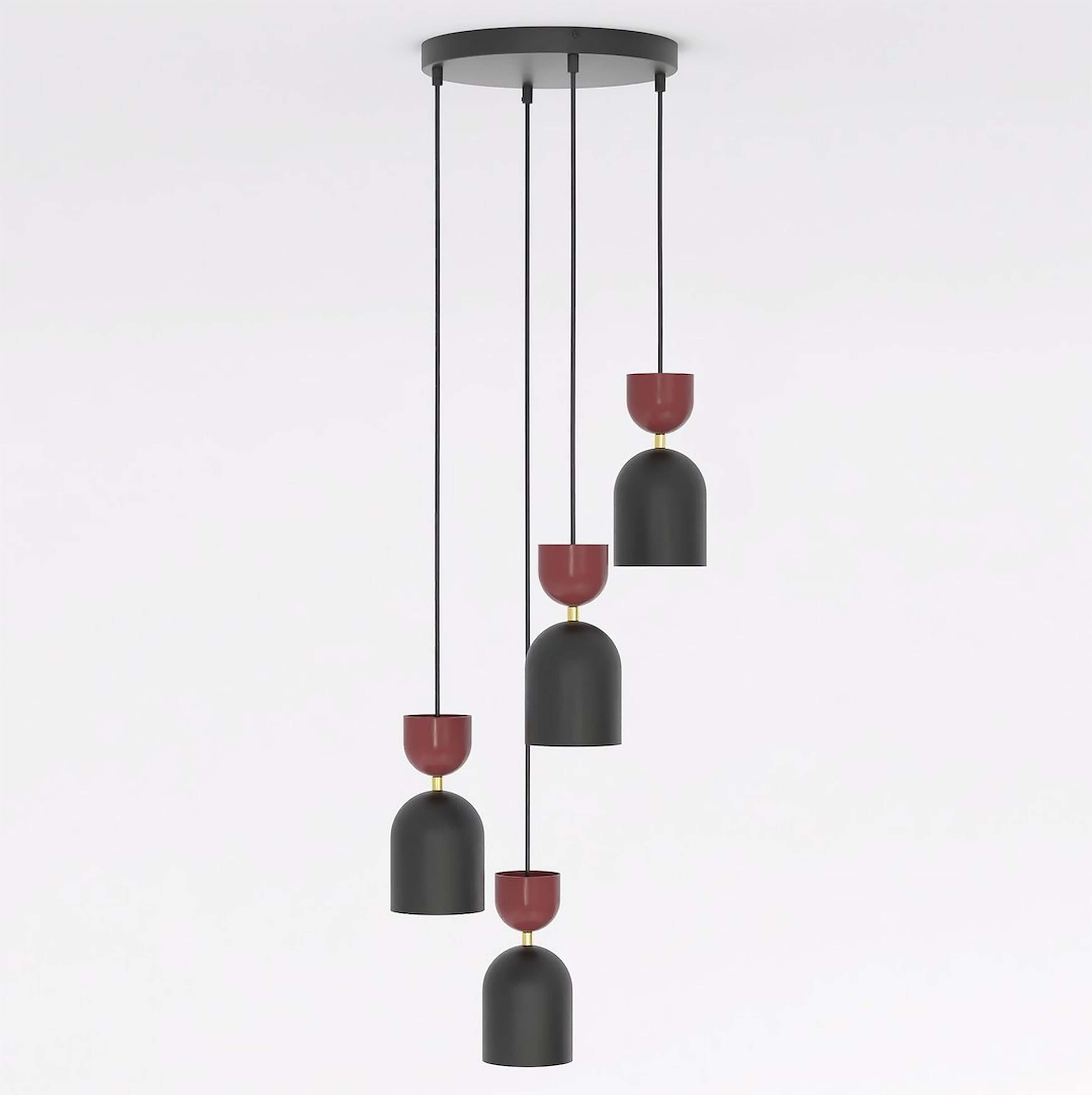 Emibig Gaudi lampe suspendue 4x10 W noir-rouge 1737/4PREM