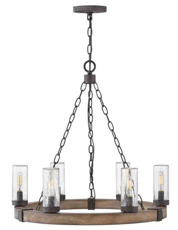 Elstead Lighting Sawyer lampe suspendue 6x40 W bois-fer HK-SAWYER6-SQ