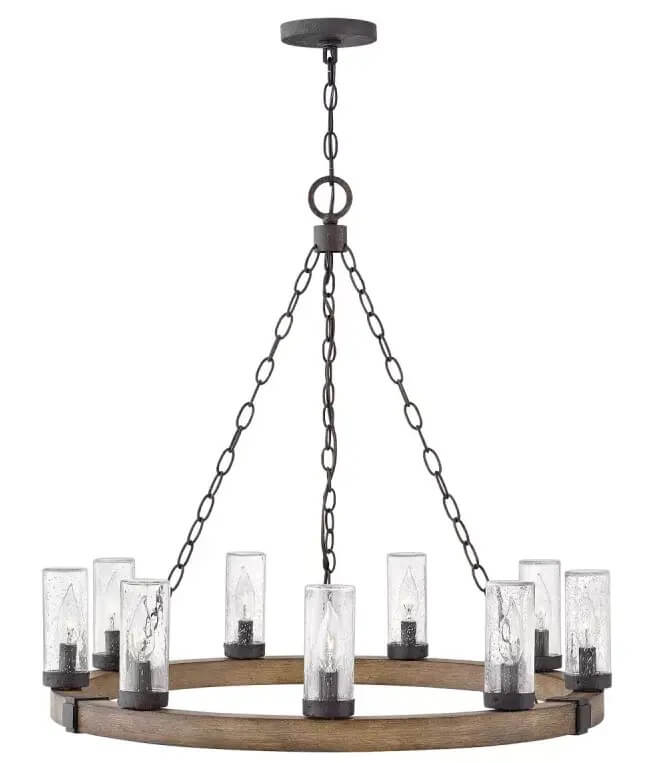 Elstead Lighting Sawyer lampe suspendue x40 W bois-fer HK-SAWYER9-SQ