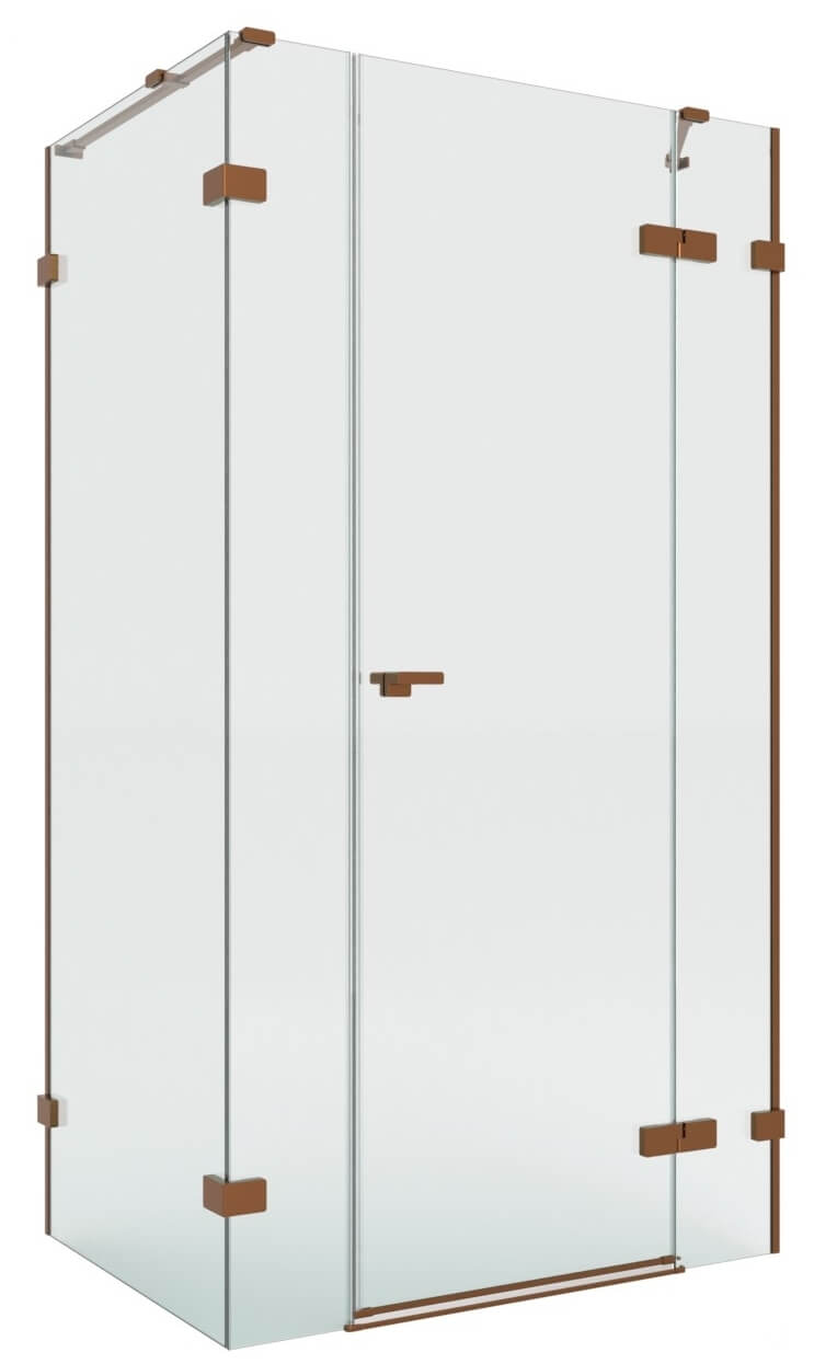 New Trendy Eventa Copper Brushed cabine de douche 150x80 cm rectangulaire cuivre brossé/verre transparent EXK-8098