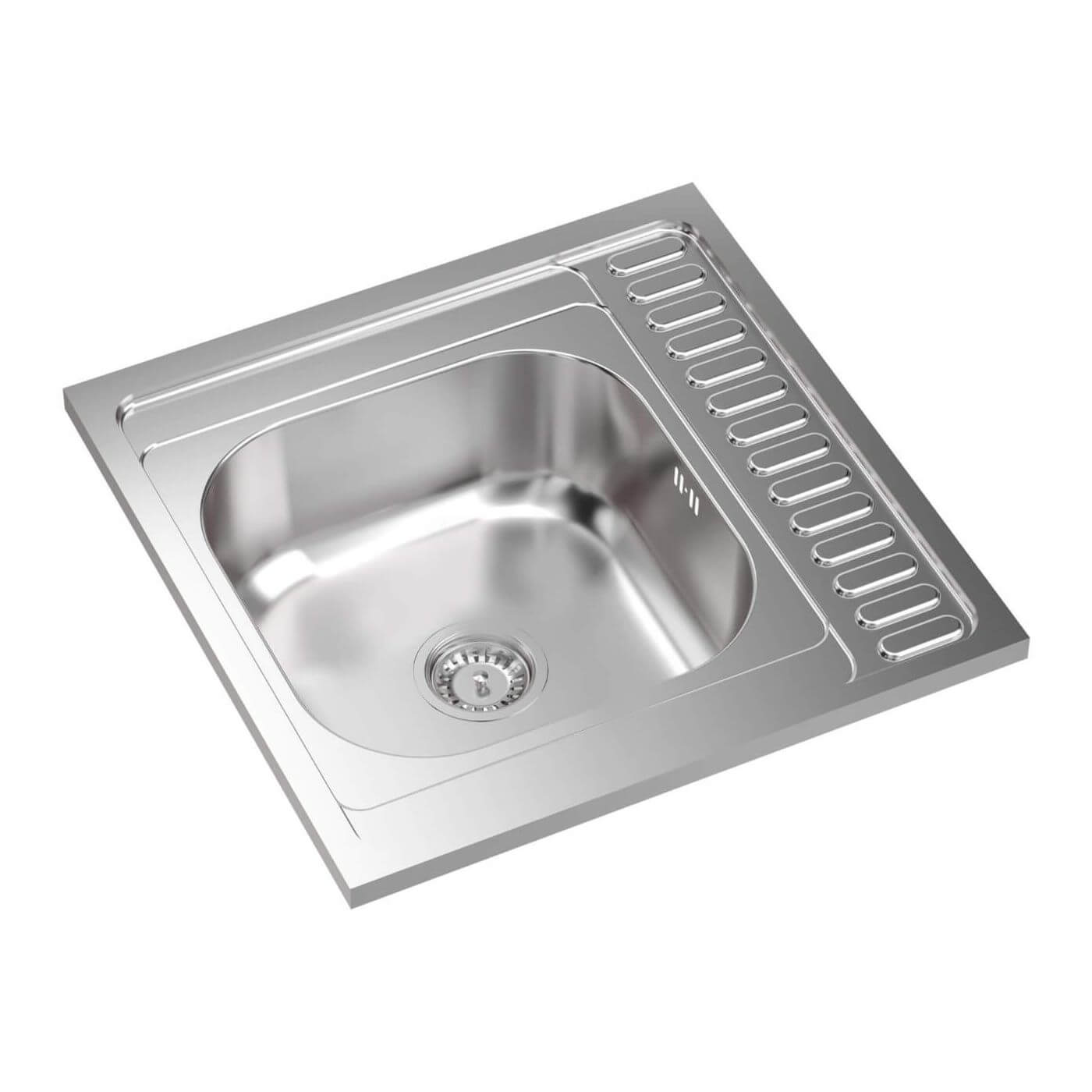 Quadron Sean évier en acier inoxydable avec siphon 60x60 cm acier HD116SAT6060