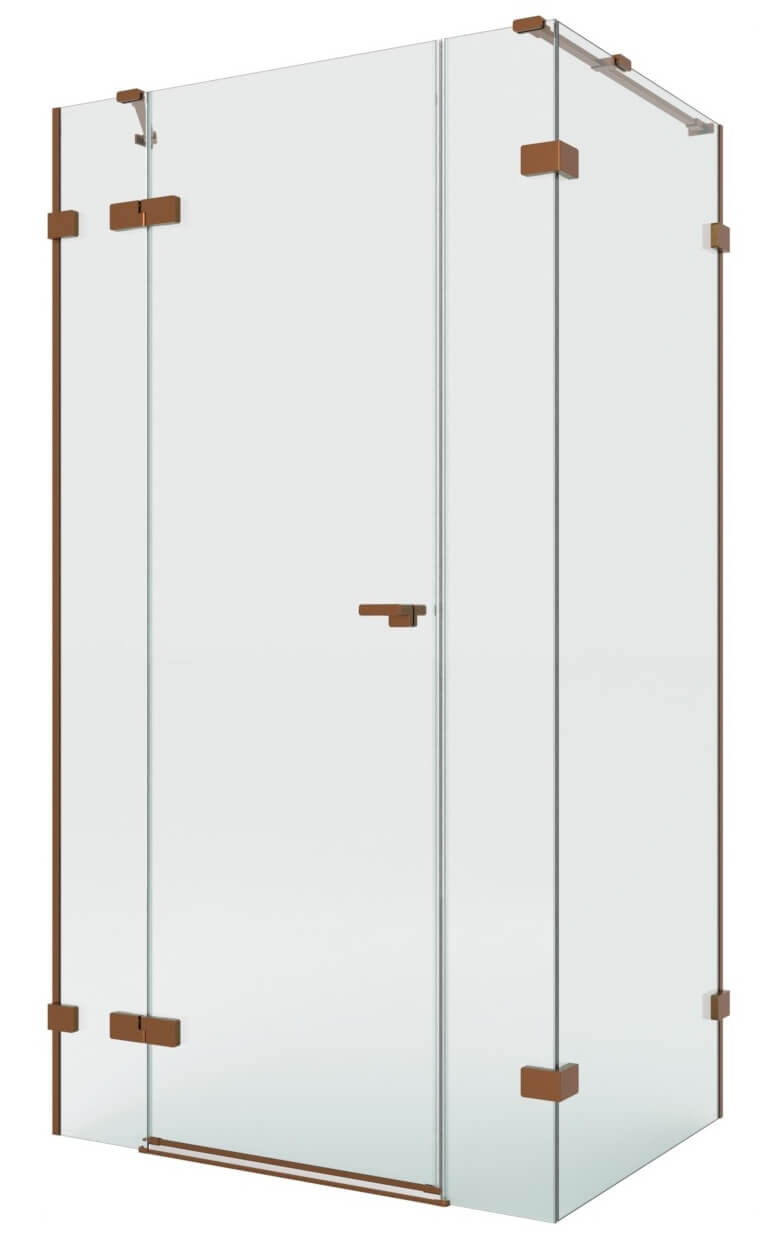 New Trendy Eventa Copper Brushed cabine de douche 150x90 cm rectangulaire cuivre brossé/verre transparent EXK-8103
