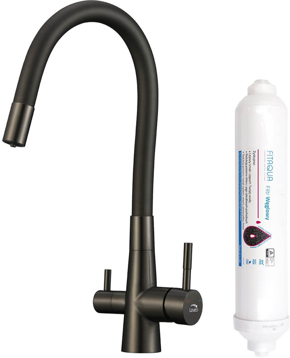 Laveo Riveco mitigeur de cuisine avec filtre sur pied graphite/gris BRIB968D