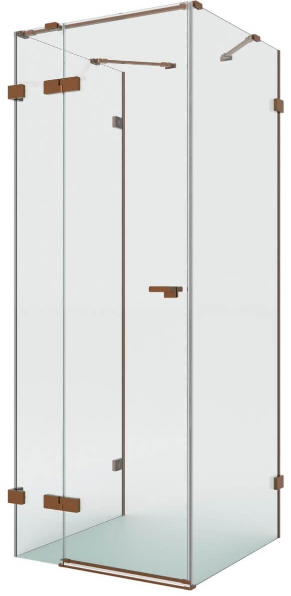 New Trendy Eventa Copper Brushed cabine de douche 100x90 cm rectangulaire cuivre brossé/verre transparent EXK-8125