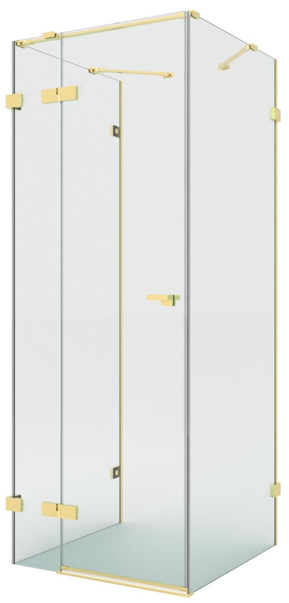 New Trendy Eventa Gold Brushed cabine de douche 90x80 cm rectangulaire doré brossé/verre transparent EXK-8346