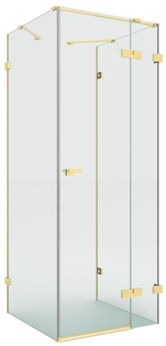 New Trendy Eventa Gold Brushed cabine de douche 100x80 cm rectangulaire doré brossé/verre transparent EXK-8357