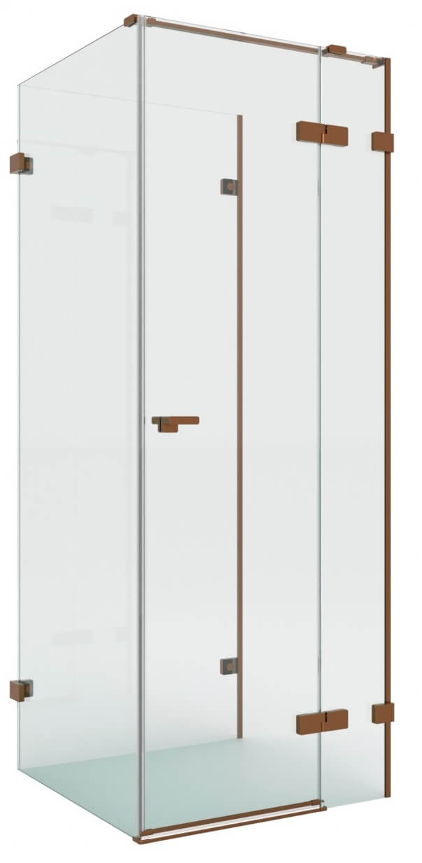 New Trendy Eventa Copper Brushed cabine de douche 100x80 cm rectangulaire cuivre brossé/verre transparent EXK-8140