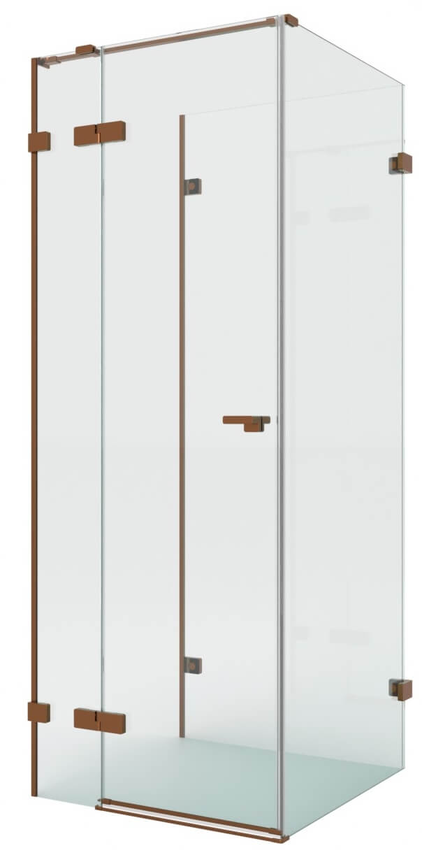 New Trendy Eventa Copper Brushed cabine de douche 100x90 cm rectangulaire cuivre brossé/verre transparent EXK-8149