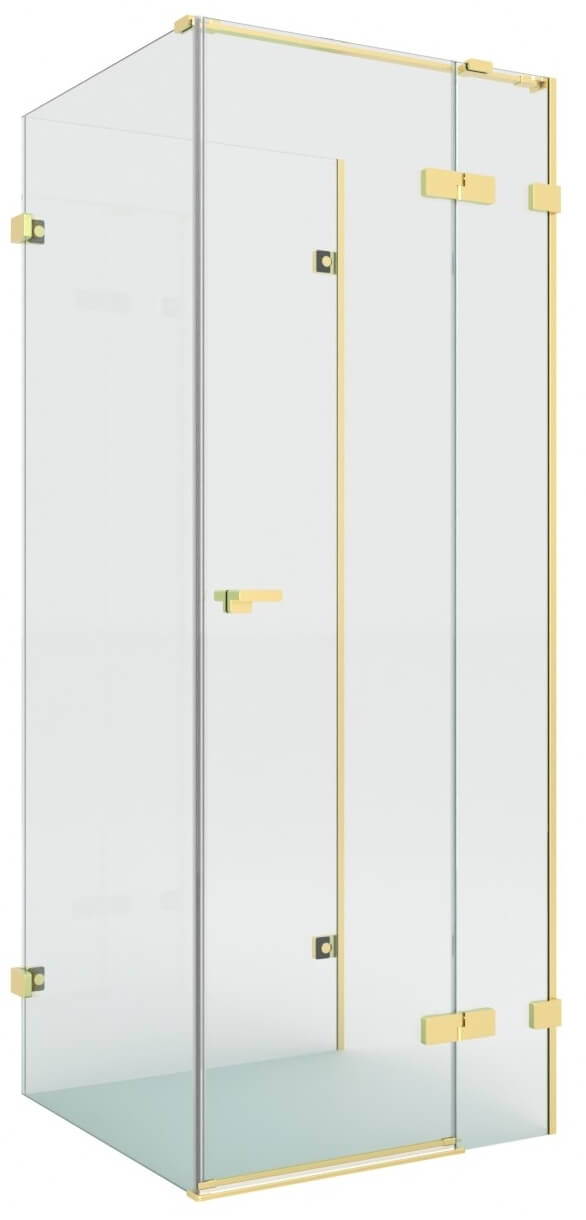 New Trendy Eventa Copper Brushed cabine de douche 90x80 cm rectangulaire doré brossé/verre transparent EXK-8375