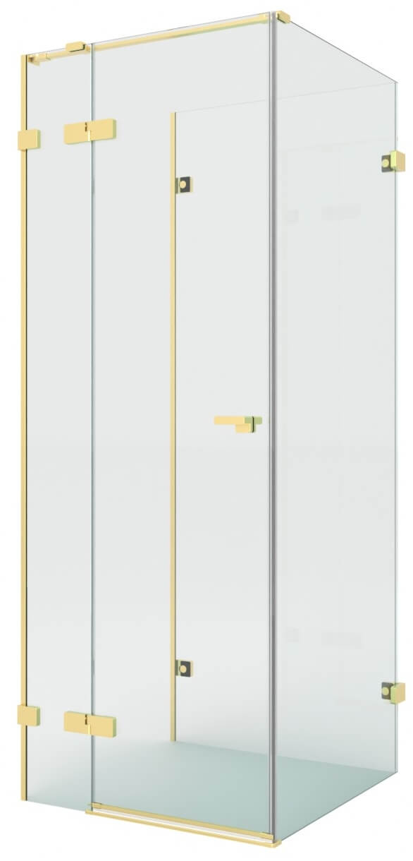 New Trendy Eventa Copper Brushed cabine de douche 100x80 cm rectangulaire doré brossé/verre transparent EXK-8380