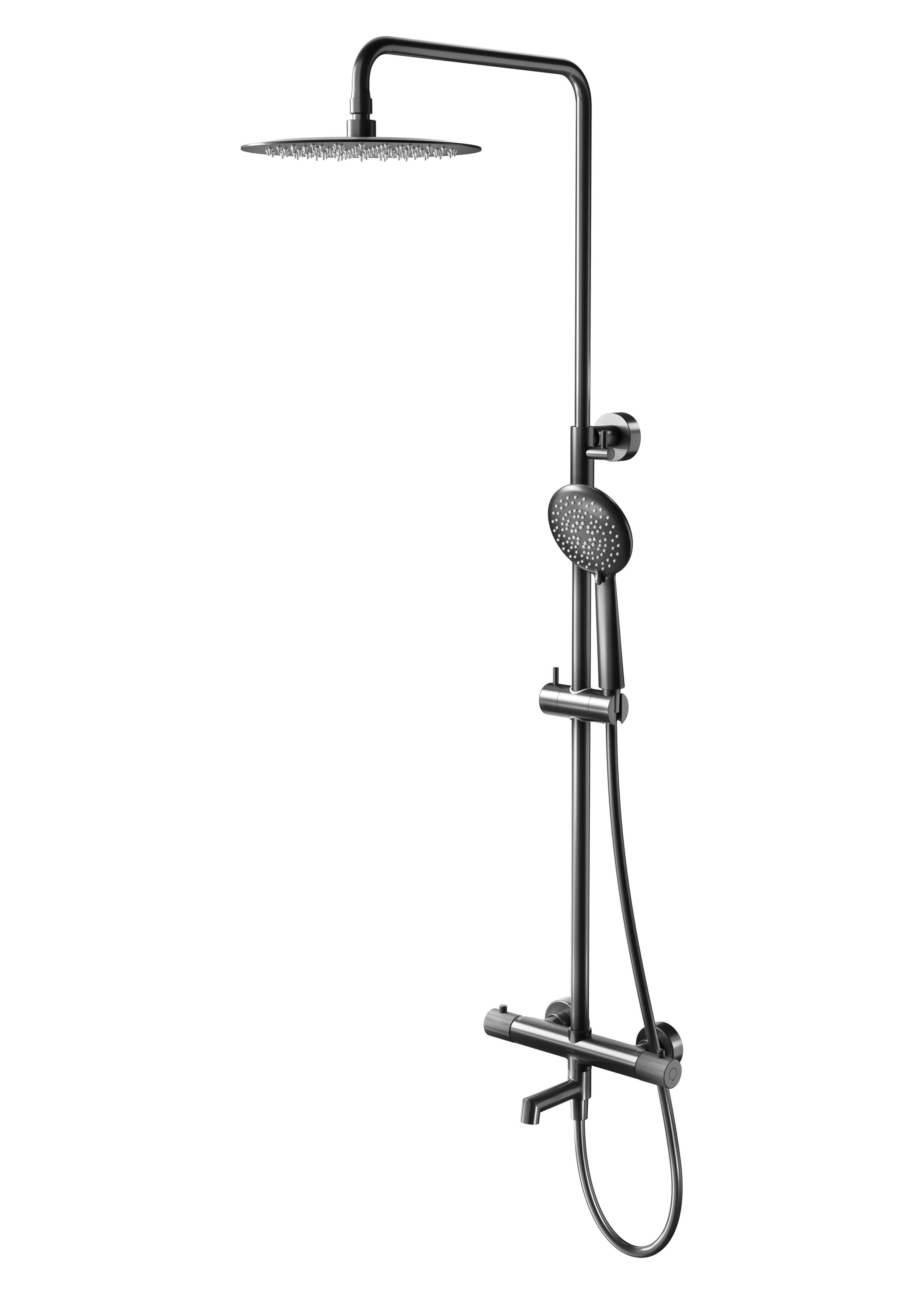 Cersanit Zen kit baignoire-douche mural avec thermostat avec douche pluie noir S951-787