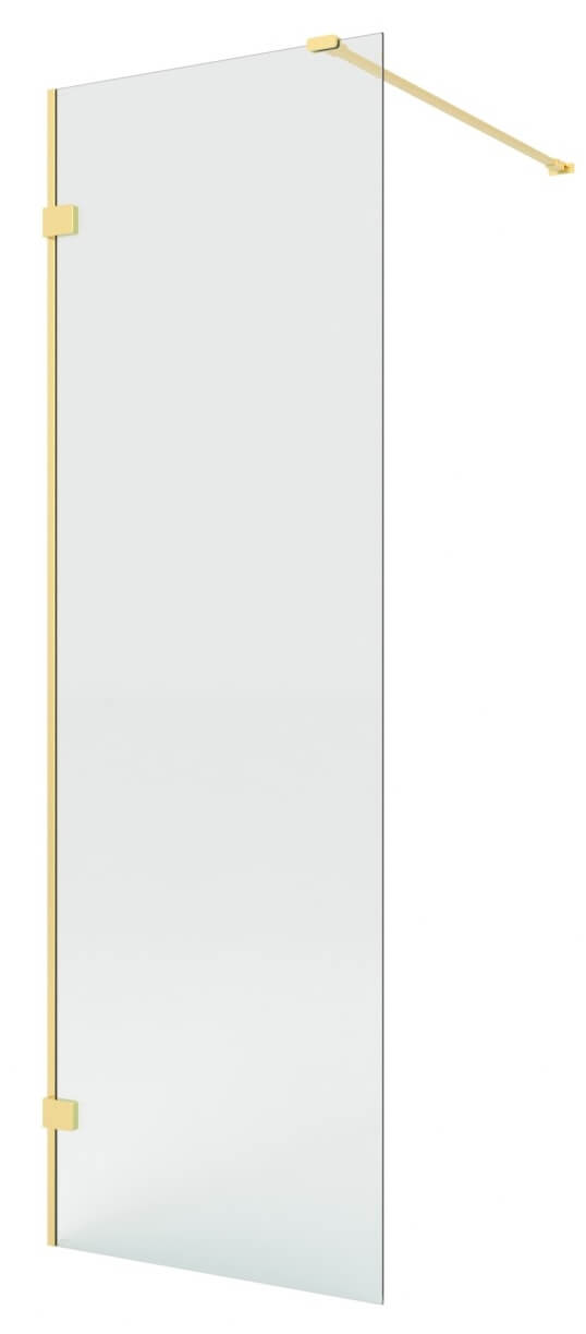 New Trendy Eventa Gold Brushed paroi de douche walk-in 130 cm doré brossé/verre transparent EXK-8396