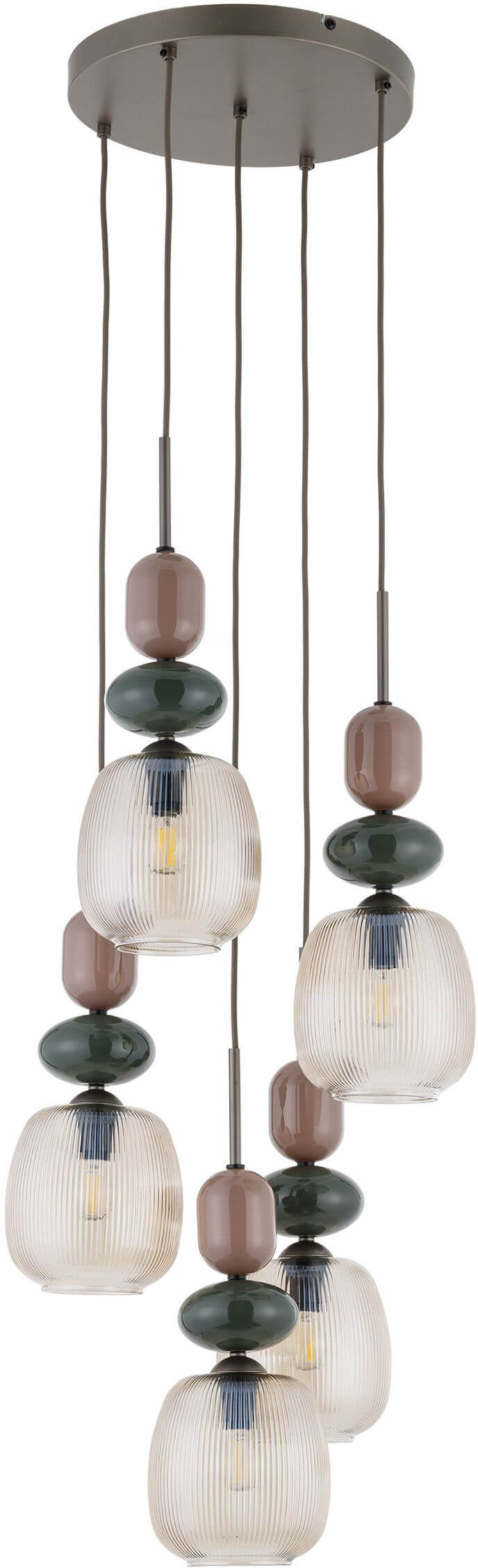 TK Lighting Zen New Brown lampe suspendue 5x10 W blanc-marron 11879