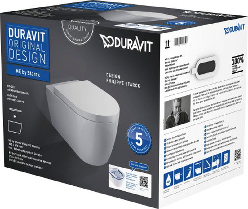 Duravit ME by Starck cuvette wc avec abattant à descente lente suspendue sans bride blanc 452909AAA1