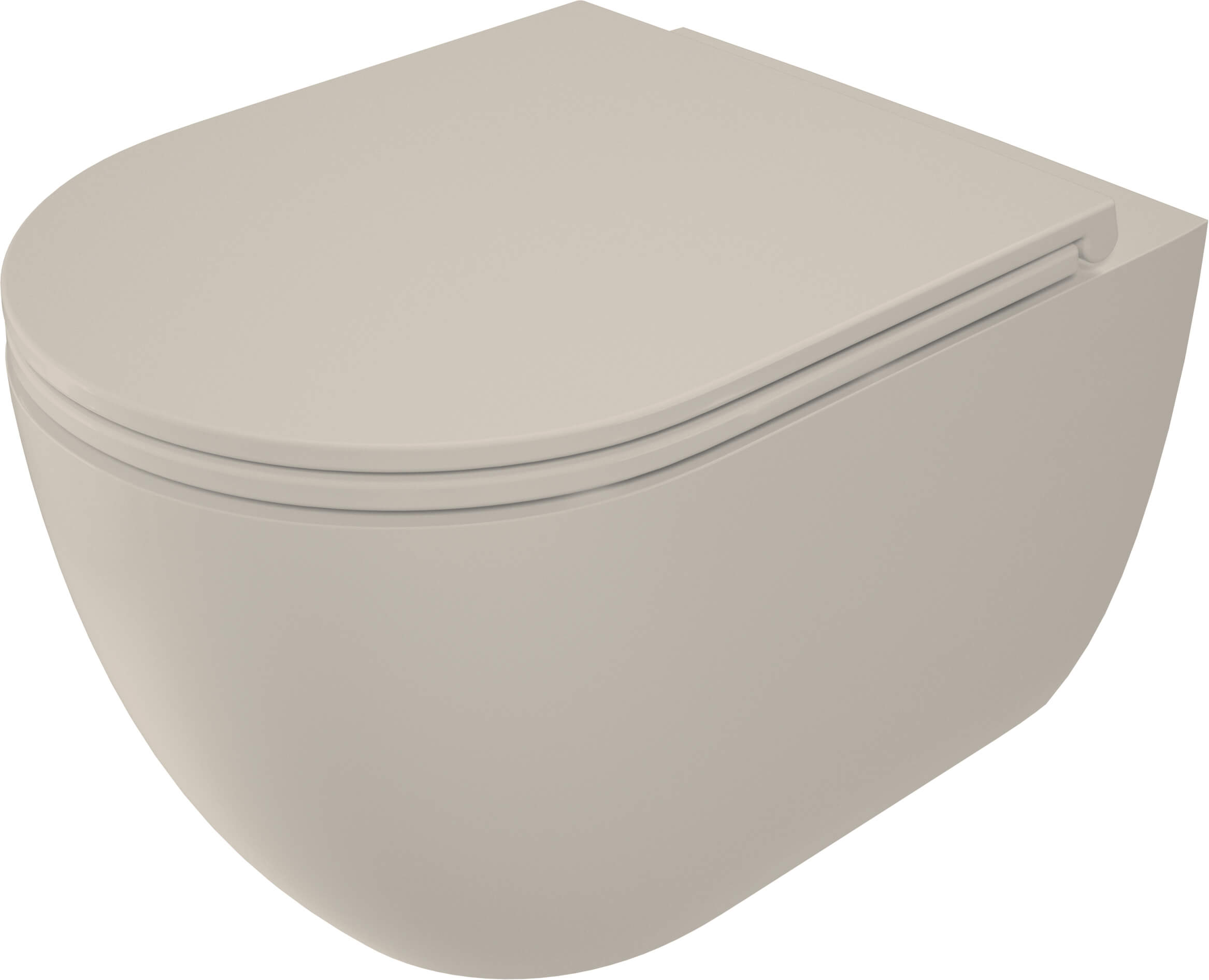 Deante Round cuvette wc avec abattant à descente lente suspendue sans bride avec vortex beige mat CGRD5ZPW