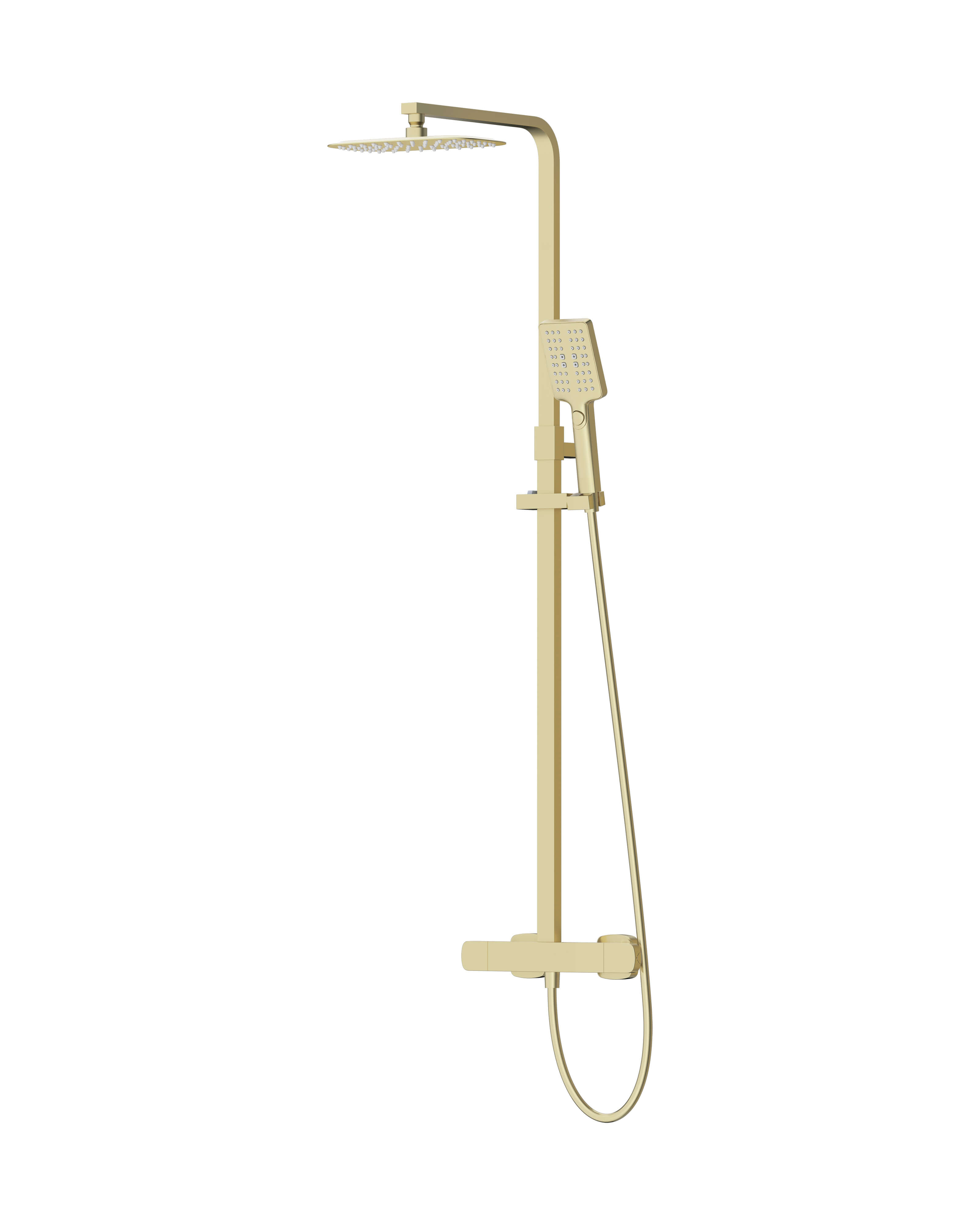 Cersanit Larga ensemble de douche mural avec thermostat avec douche pluie doré S951-789