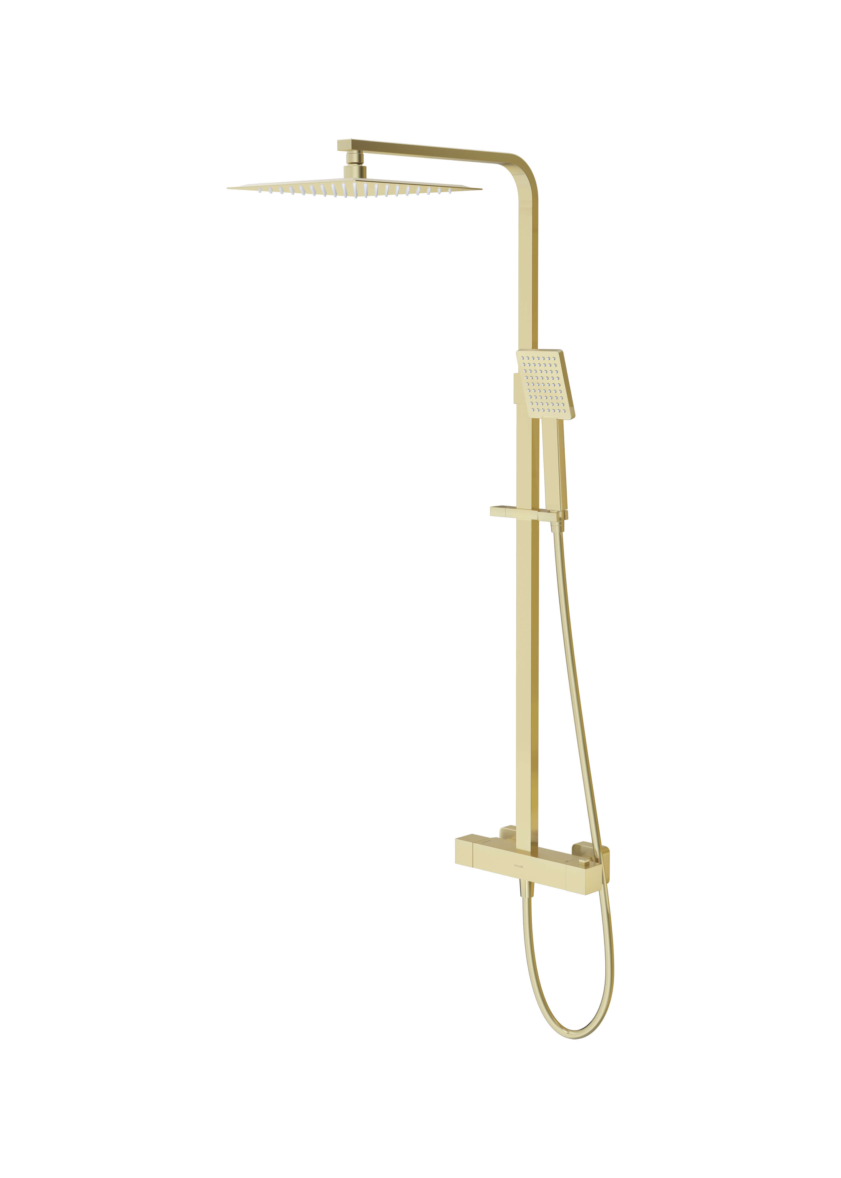Cersanit City ensemble de douche mural avec thermostat avec douche pluie doré S584-212
